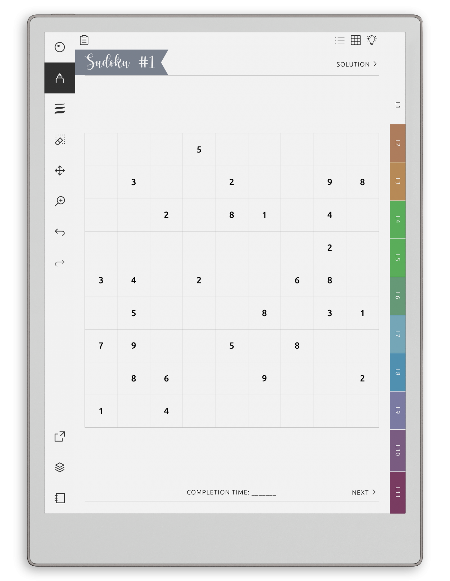 reMarkable Sudoku Puzzles - Portrait Elegant-Color Theme