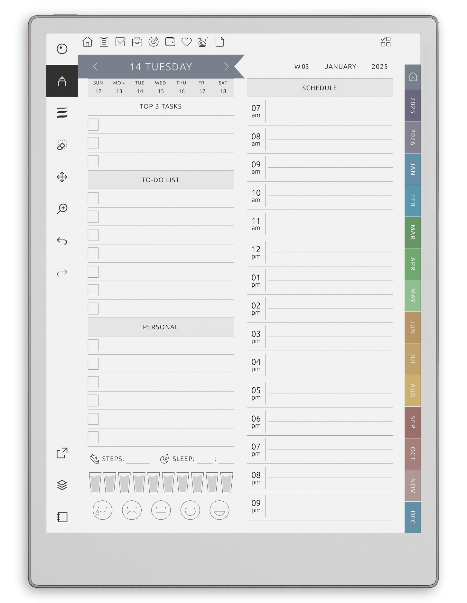 reMarkable Ultimate Planner - Portrait Elegant-Color Theme