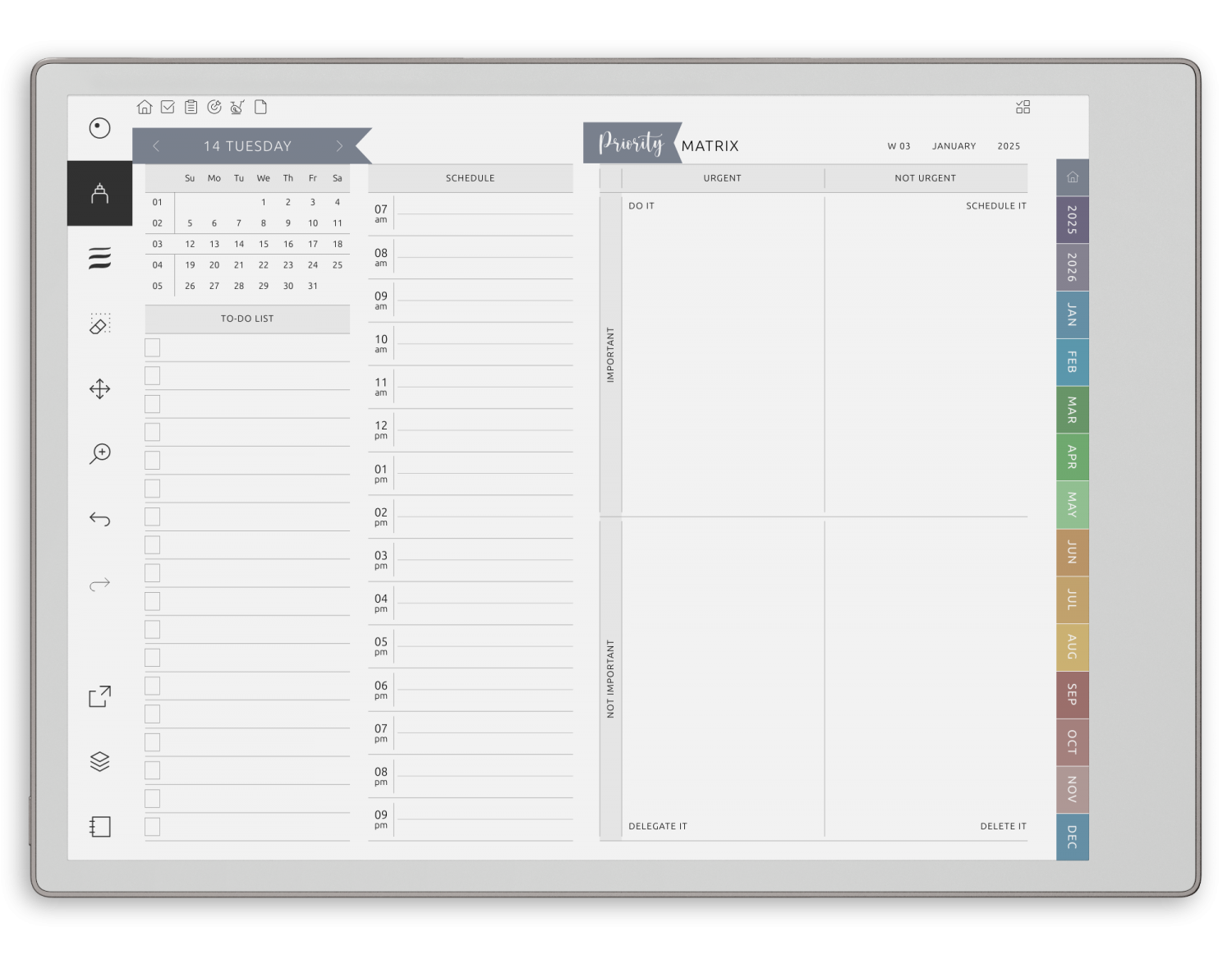 reMarkable Work Planner - Landscape Elegant-Color Theme