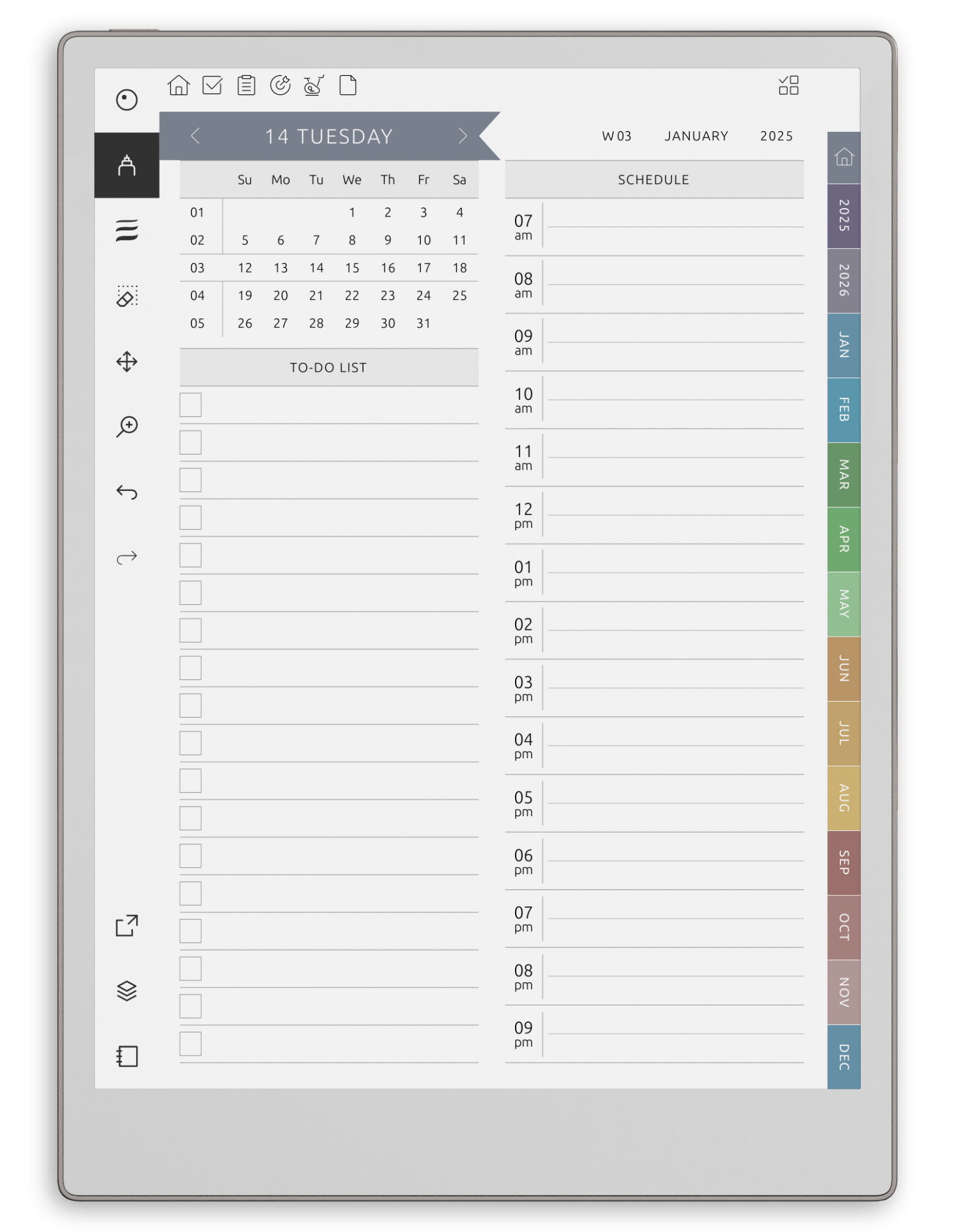 reMarkable Work Planner - Portrait Elegant-Color Theme