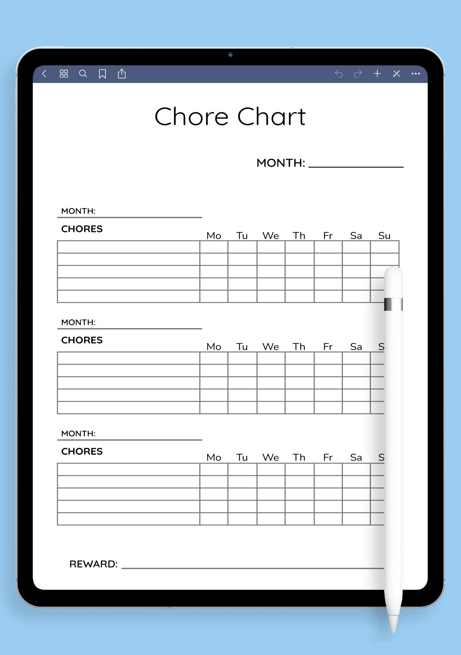 Family Chore Chart, Printable Chore Checklist, Family Checklist, Kids Chores,  Kids Chore List, Cleaning Schedule, Fillable PDF, Instant 