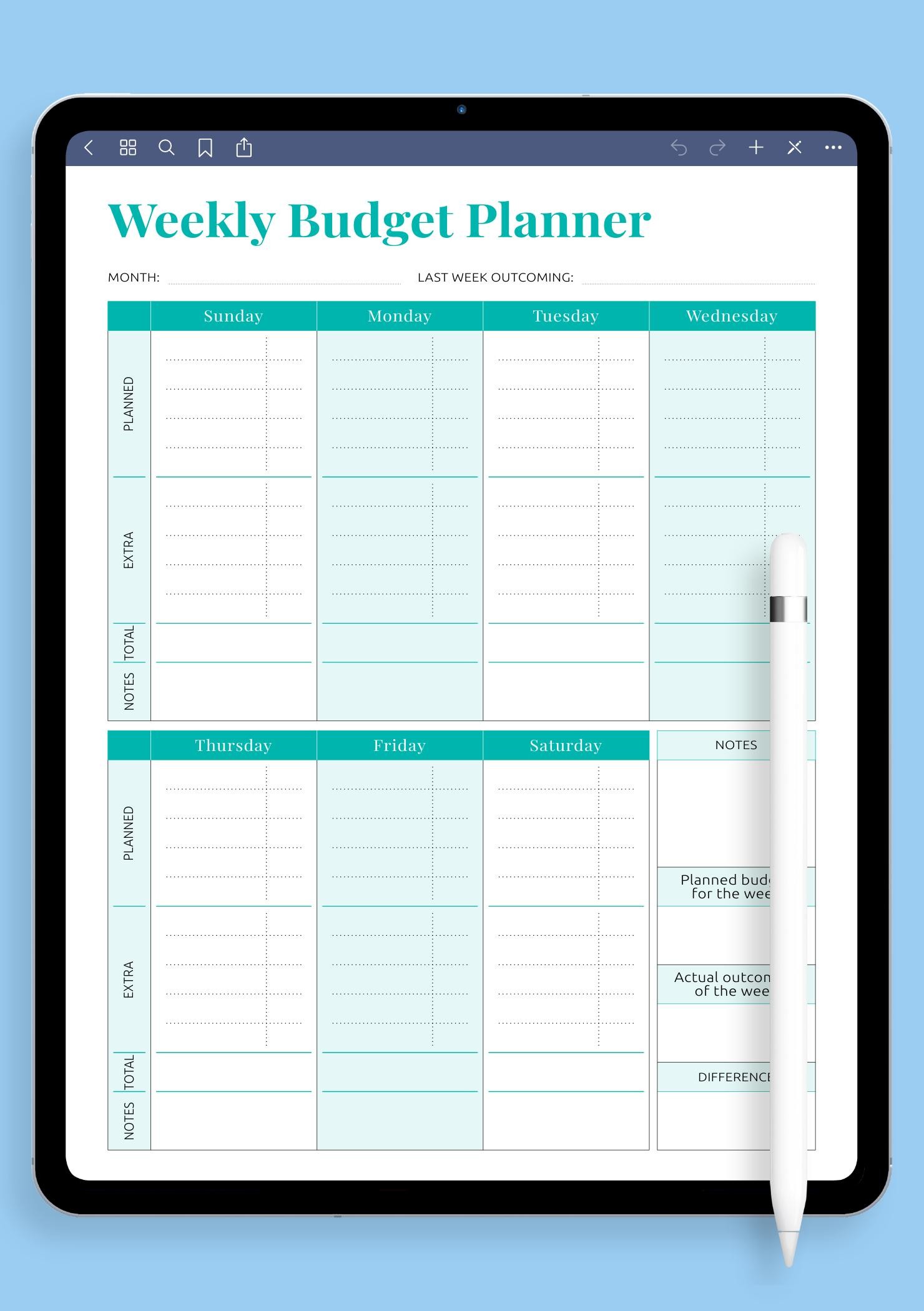 Weekly Budget Planner in Excel (Simple)