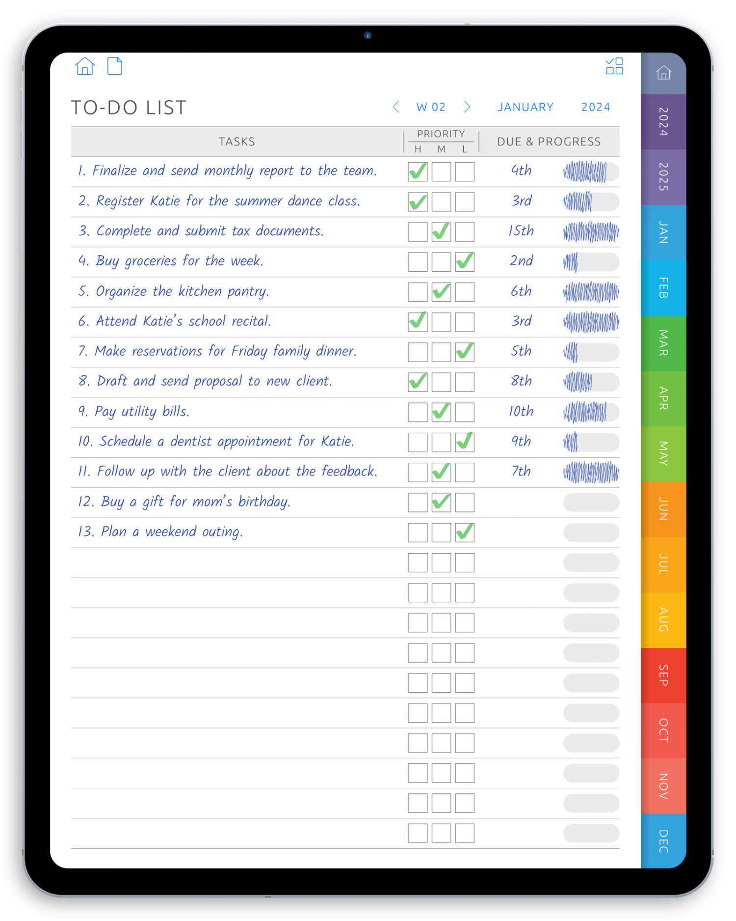 Weekly To-Do Digital Planner for iPad - Portrait Original Theme