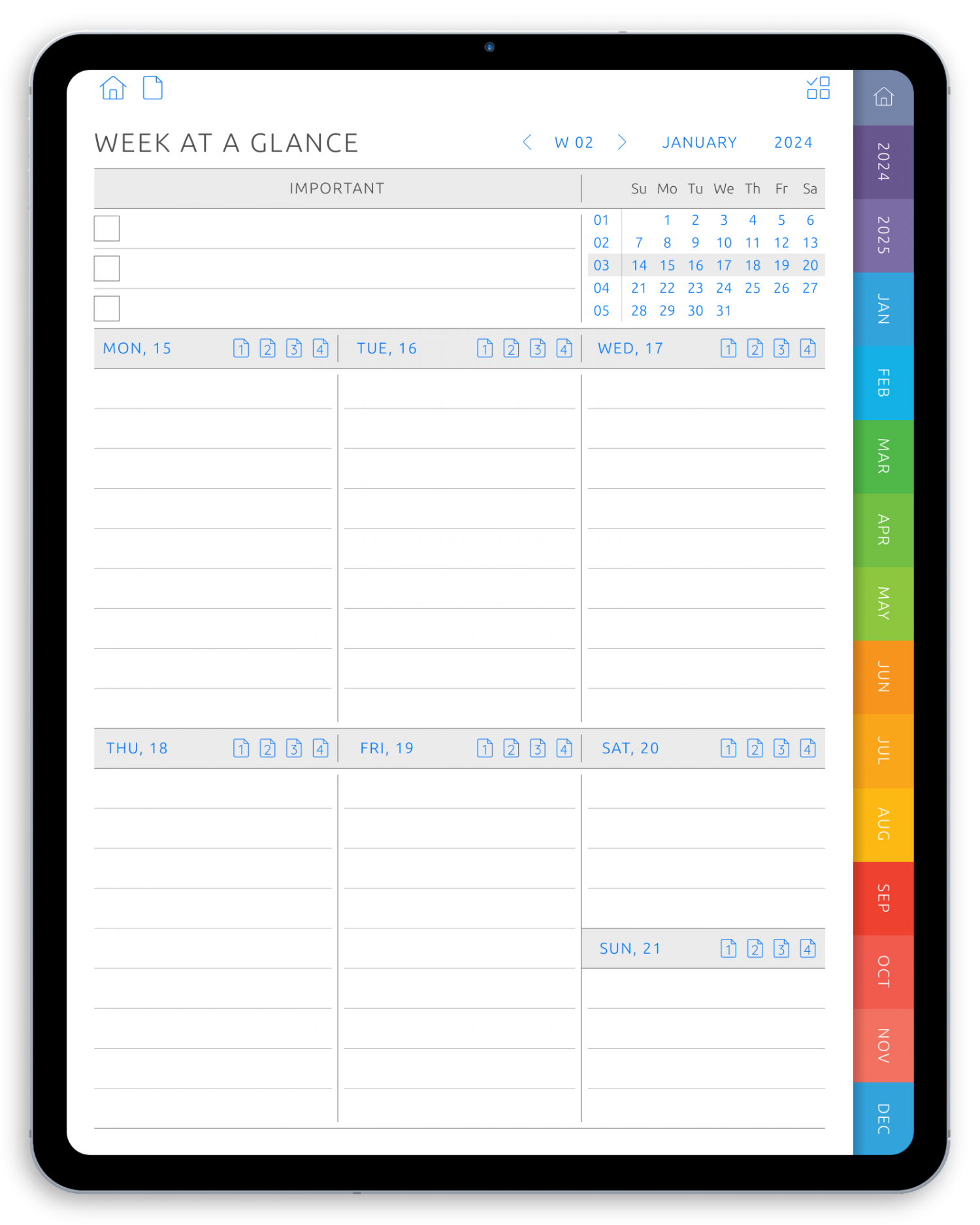 Weekly Journal - Digital Planner for iPad - Portrait Original Theme