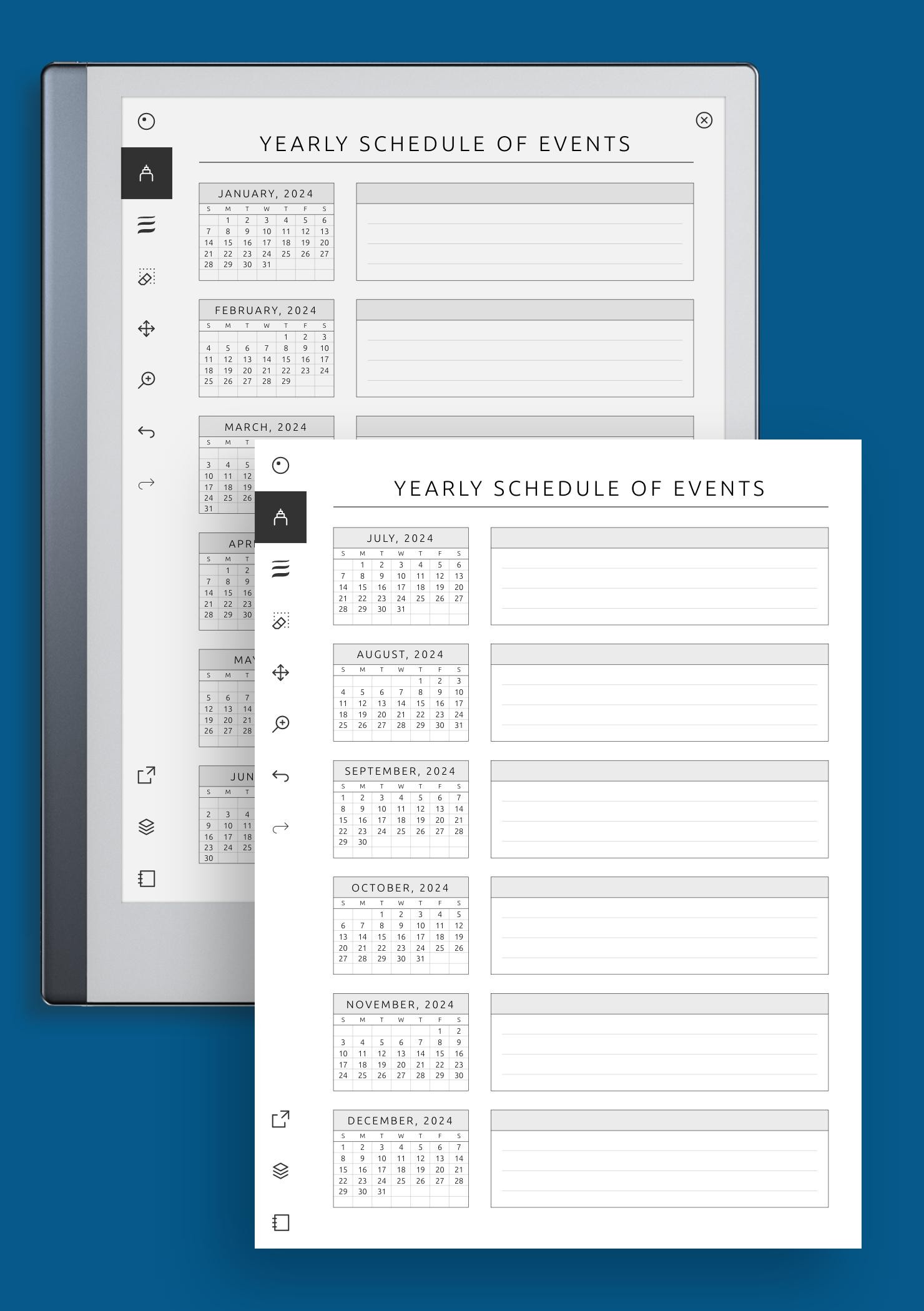 Download Printable Yearly Schedule of Events Template PDF