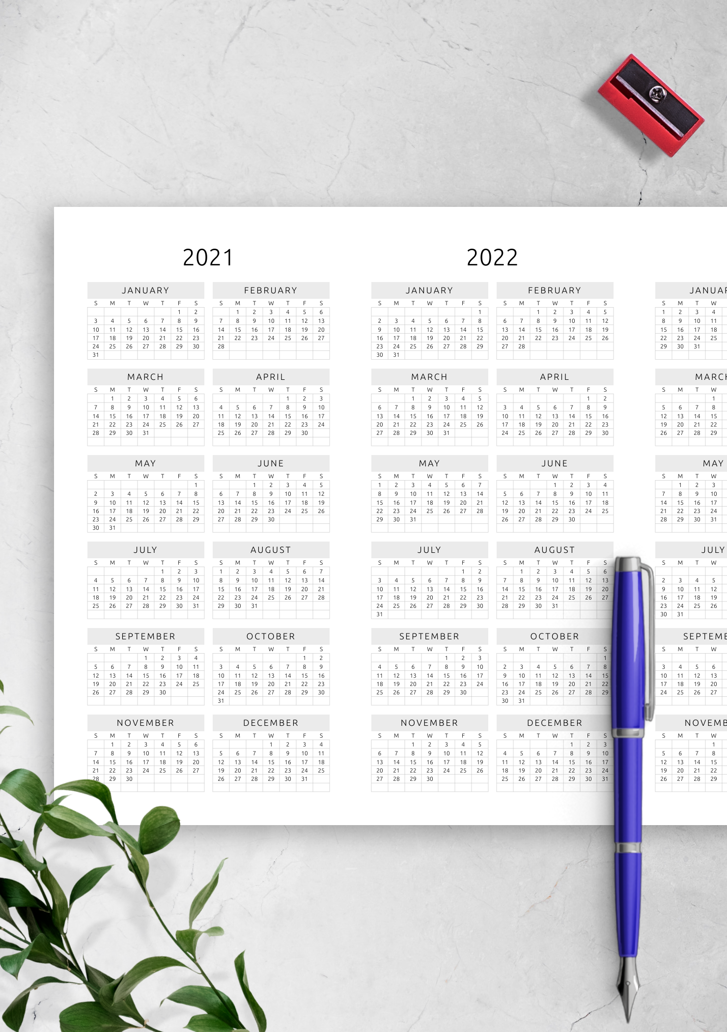 Download Printable 3year Calendar Template Original Style