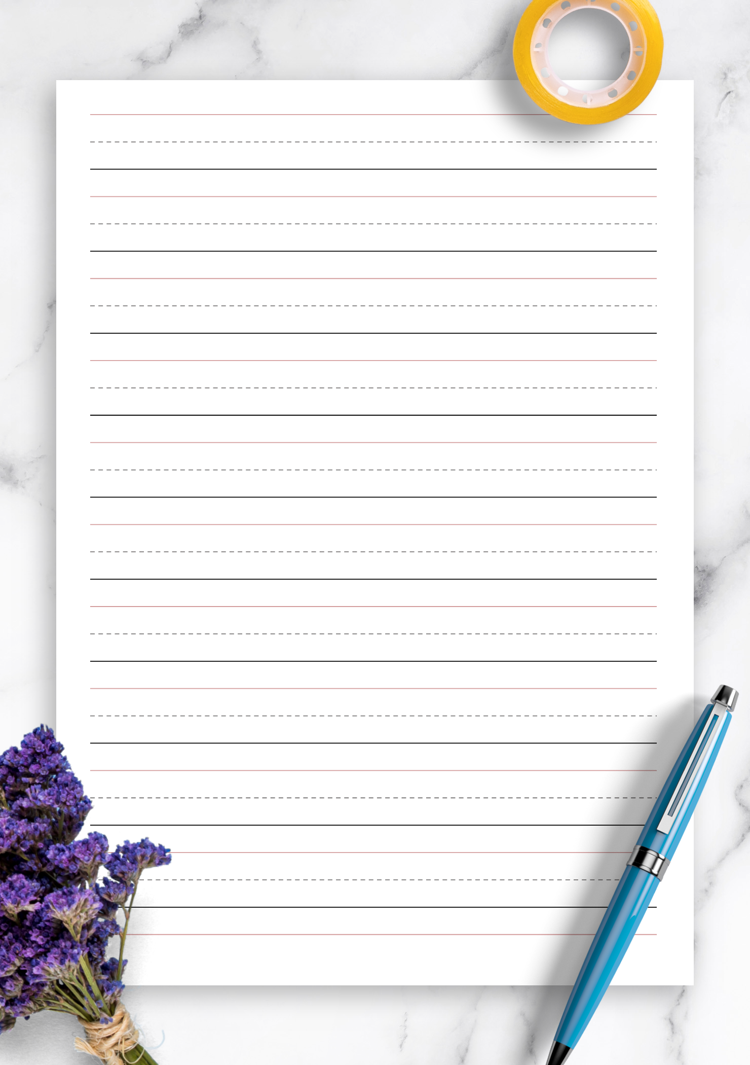 Handwriting Paper: Printable Lined Paper