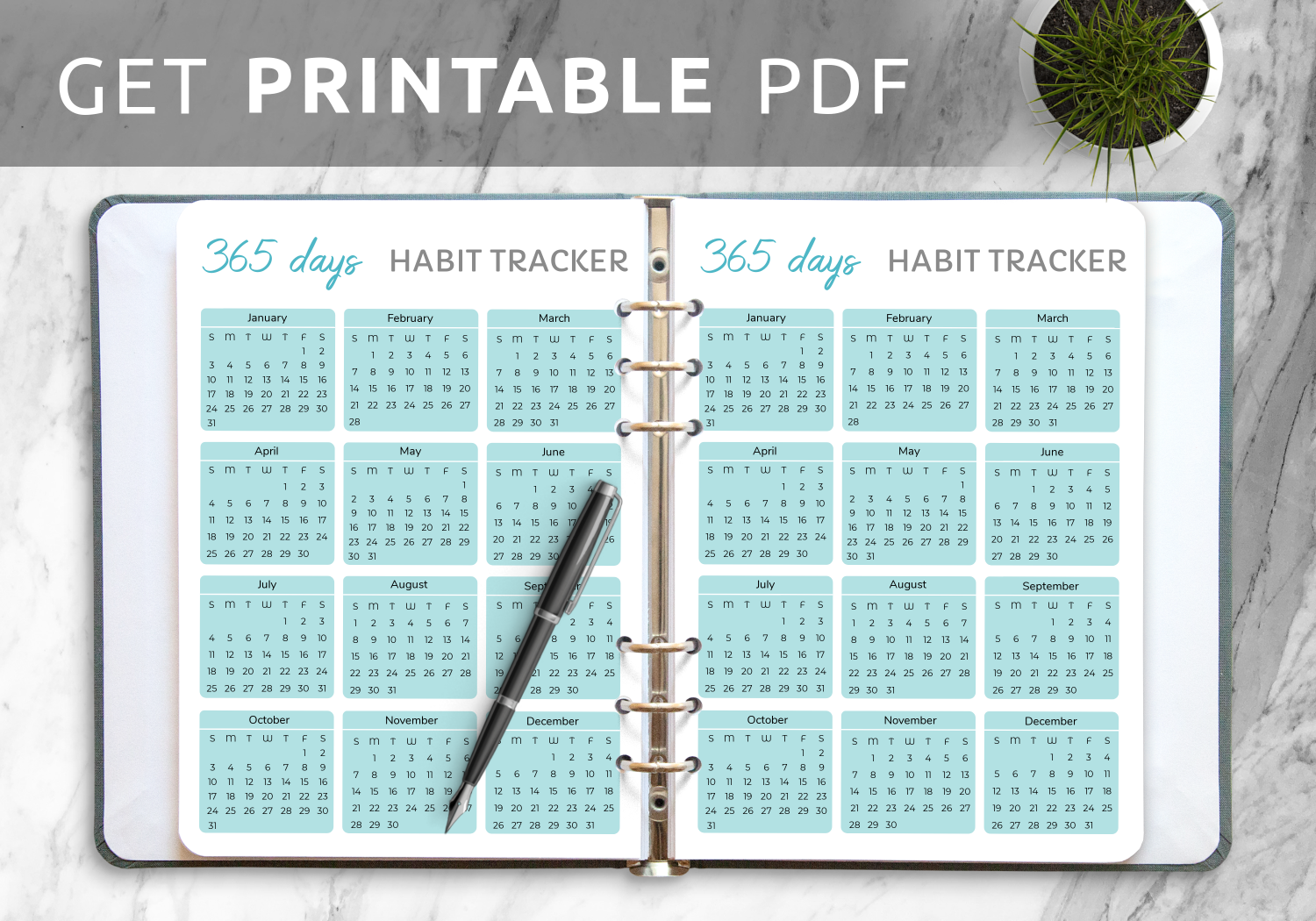 Yearly Habit Tracker Printable & Fillable, Routine Tracker, Annual Goal  Tracker, Habit Challenge, A4/a5/letter/half, Instant Download 