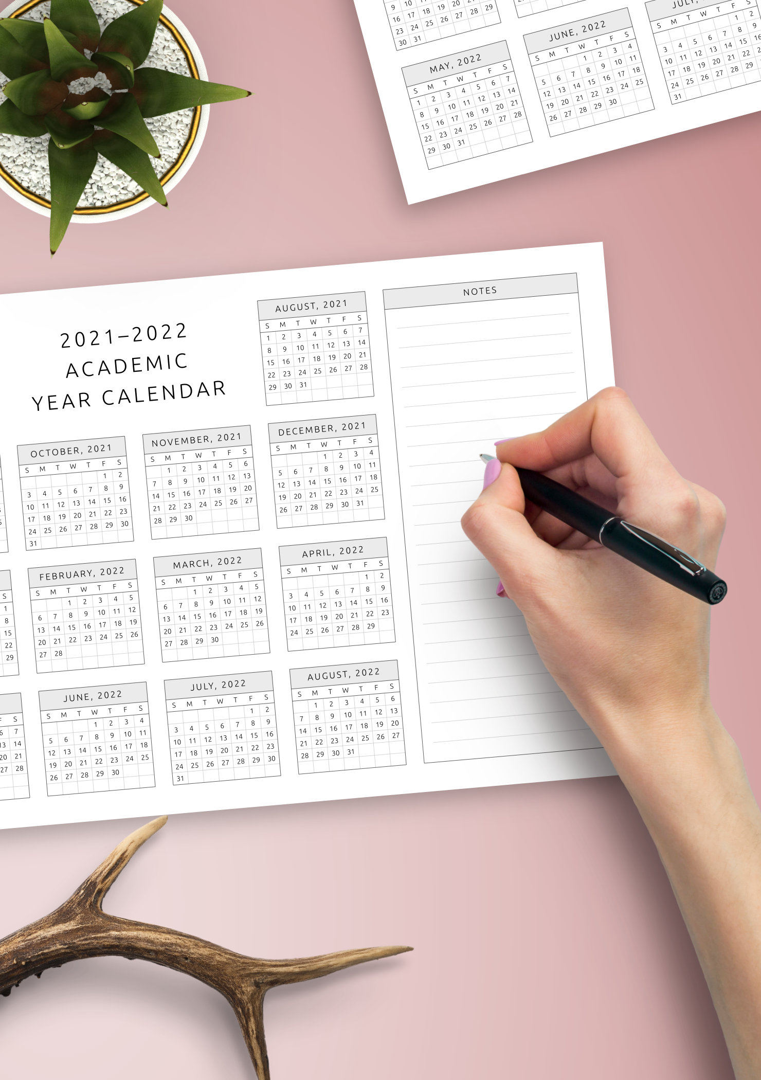 Download Printable Academic Year Calendar Template PDF