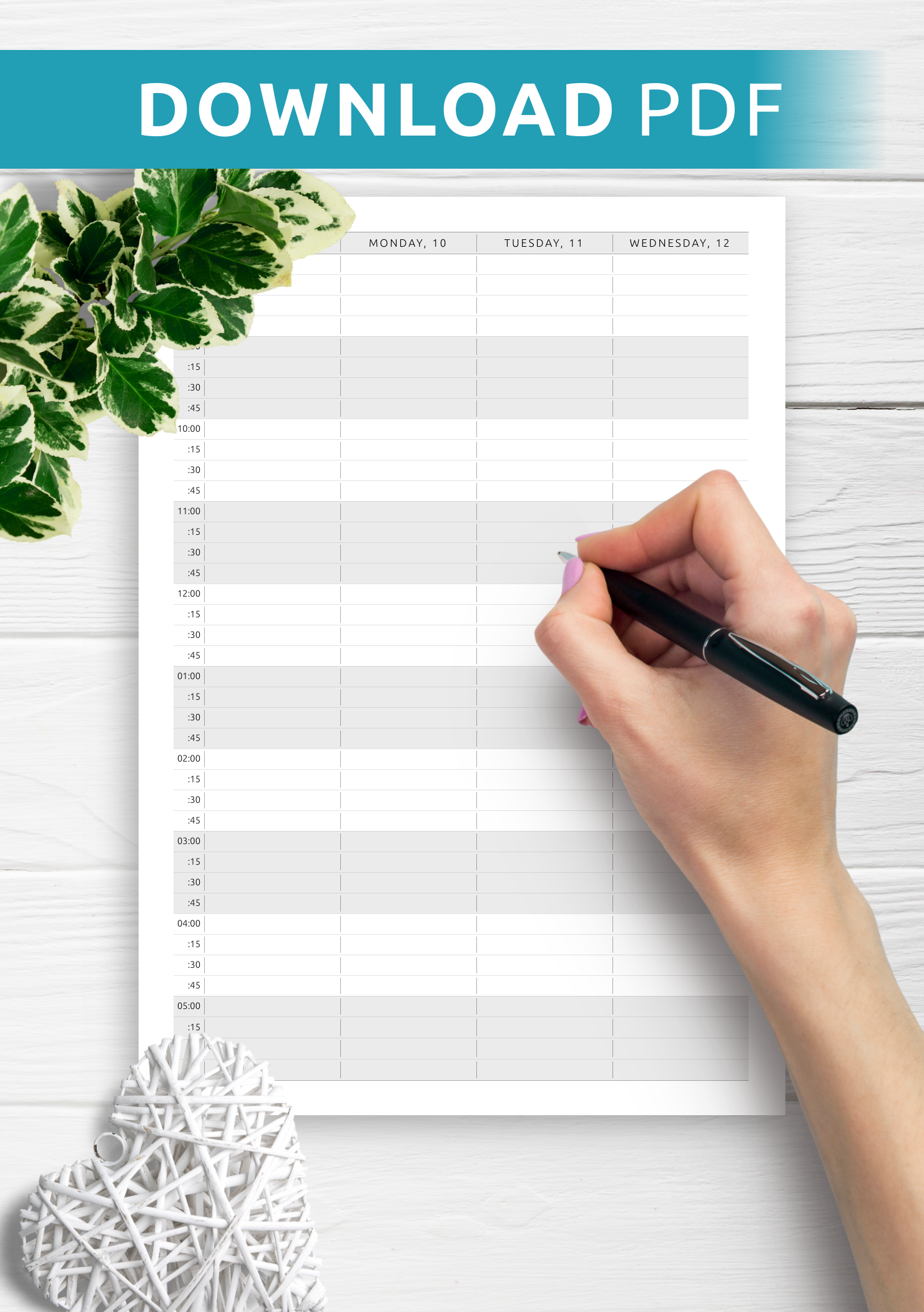 Download Printable Appointment Calendar Template Vertical Two Page