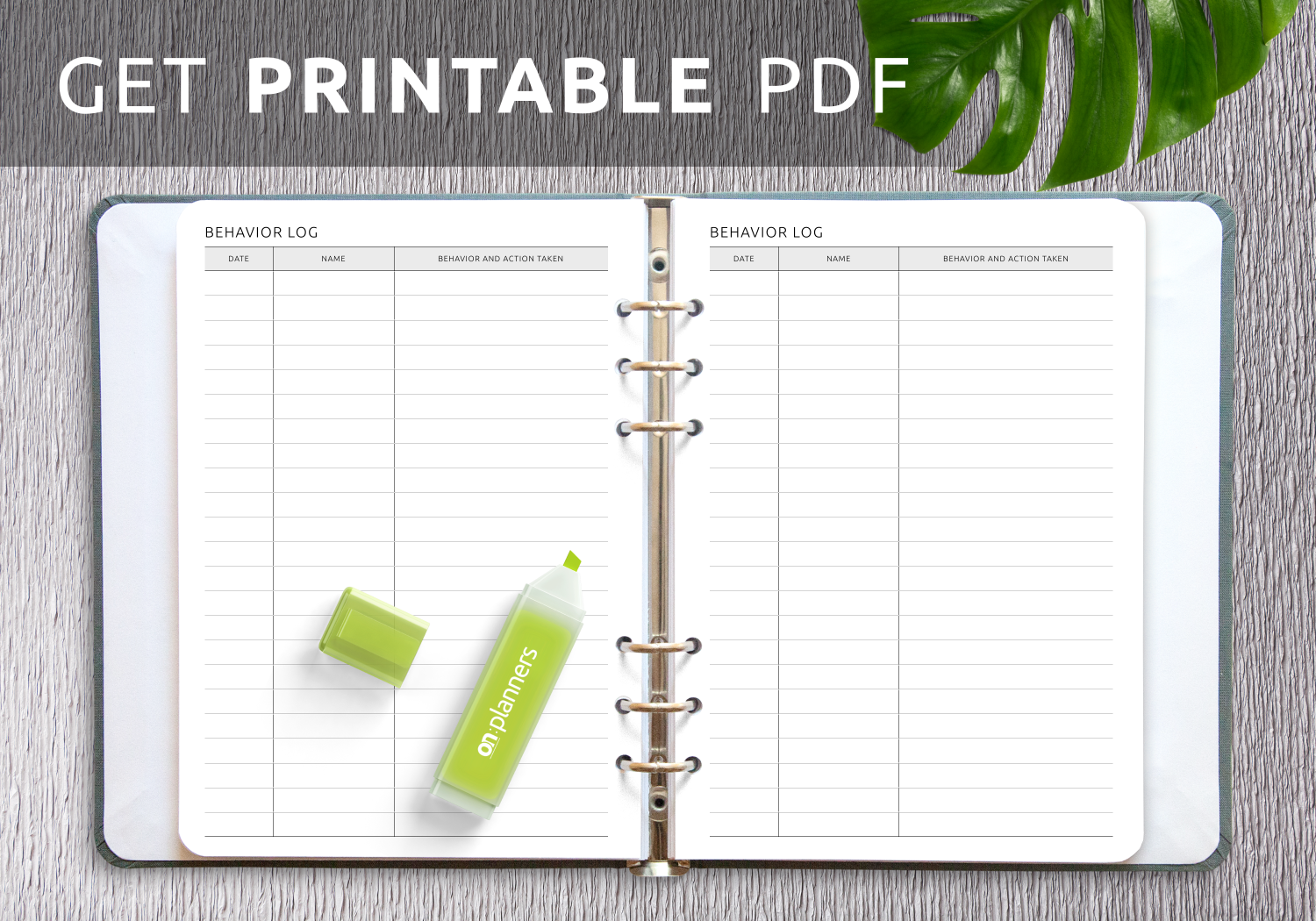 Download Printable Behavior Log PDF