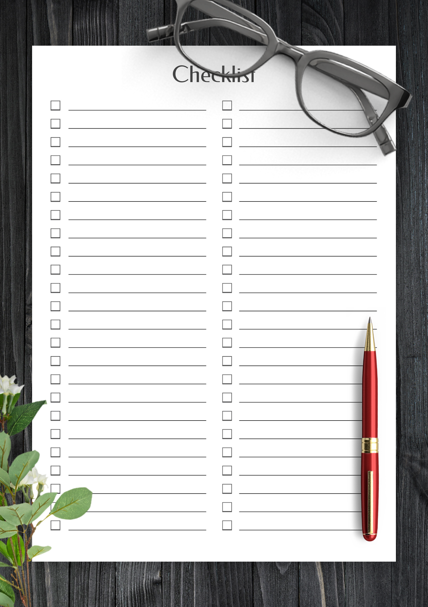 Download Printable Blank Checklist Template PDF With Regard To Blank Checklist Template Pdf