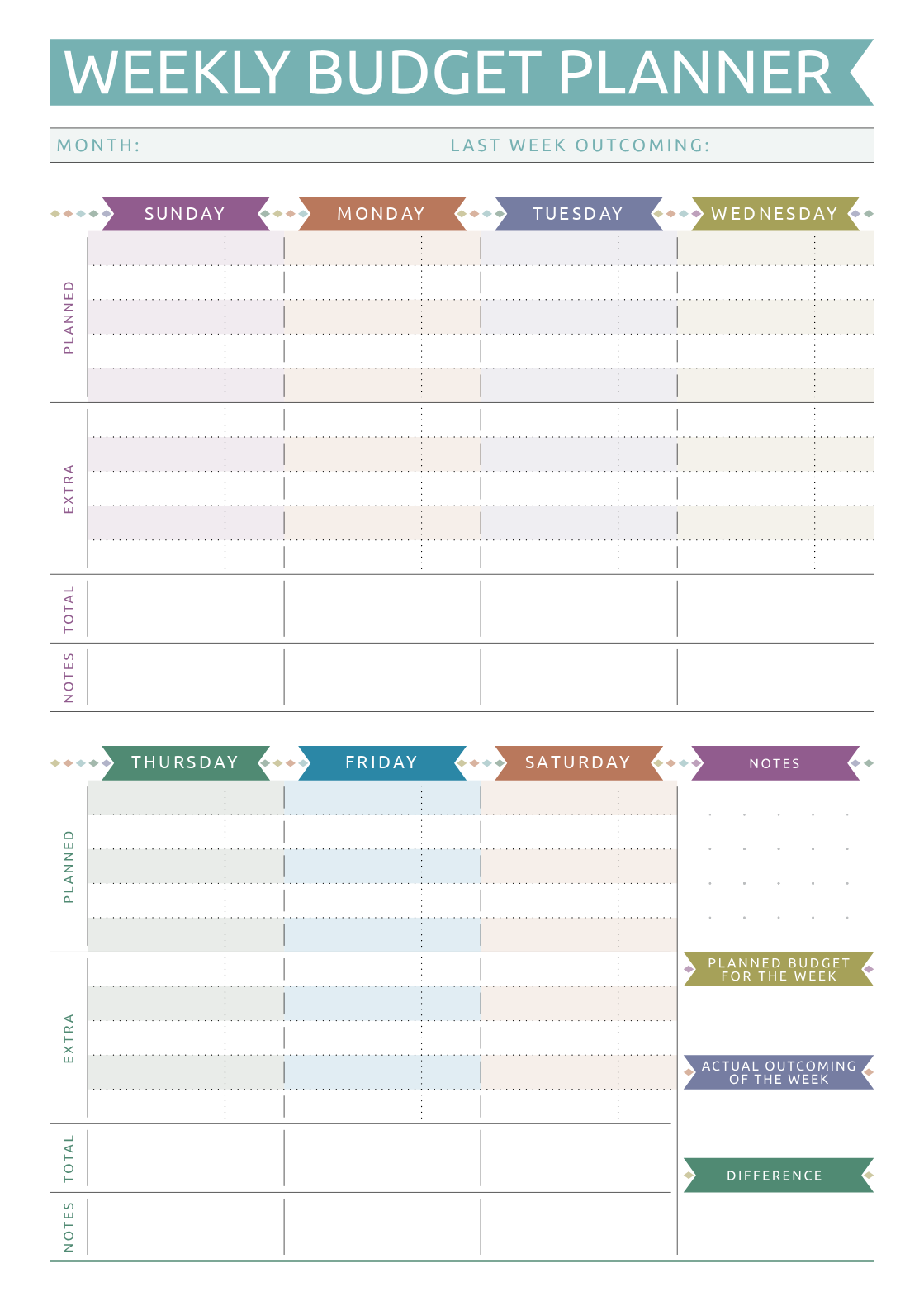 free printable budget planner template