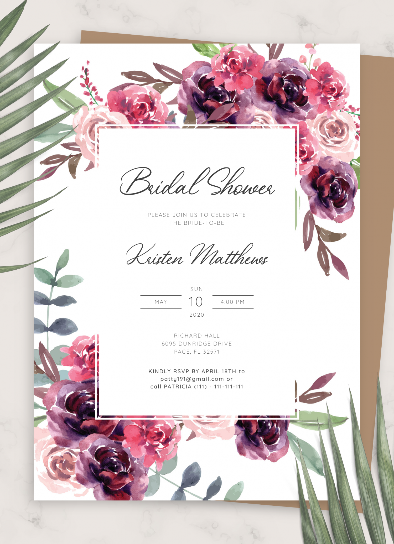 Blank Bridal Shower Invitations Templates