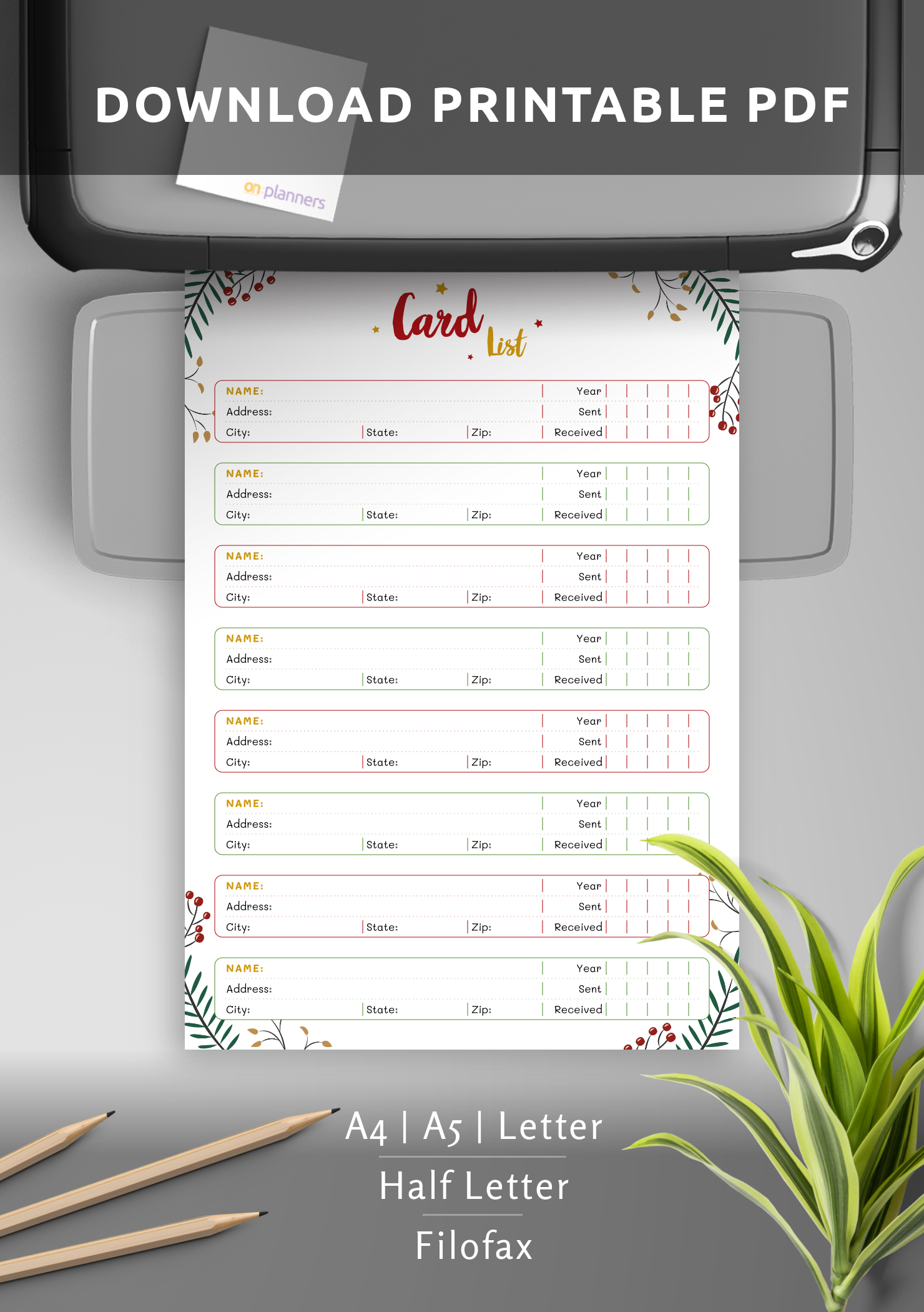 Download Printable Christmas Style - Card List PDF Intended For Christmas Card List Template