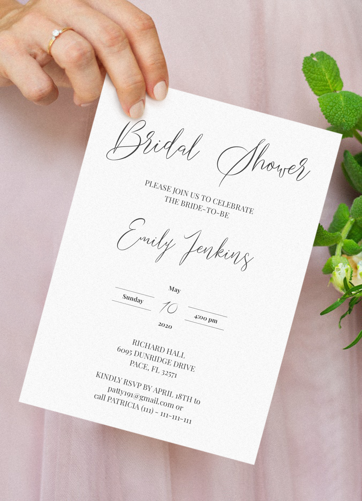 Download Printable Classic Elegant Bridal Shower Invitation PDF