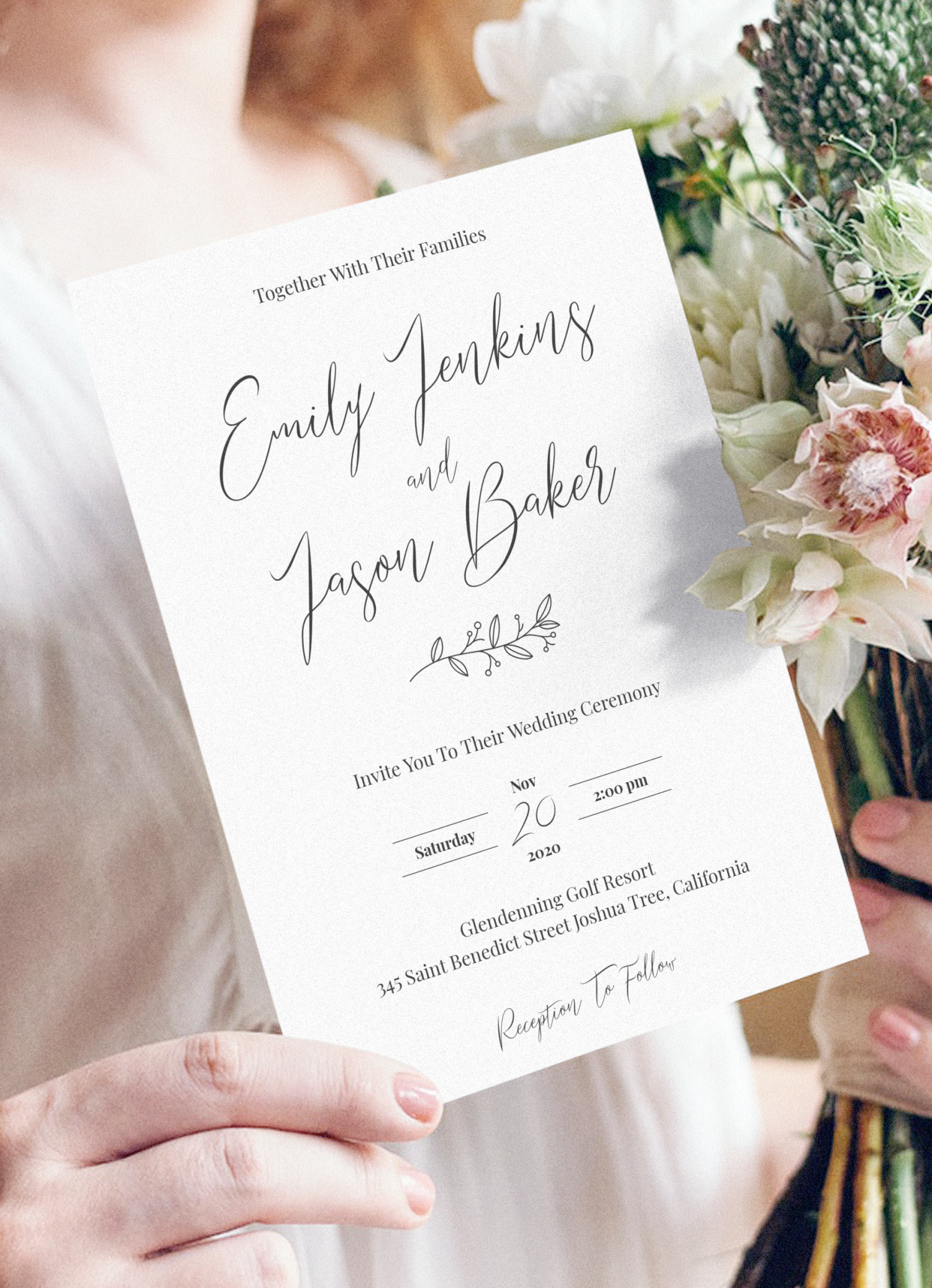 Download Printable Classic Elegant Wedding Invitation Suite PDF