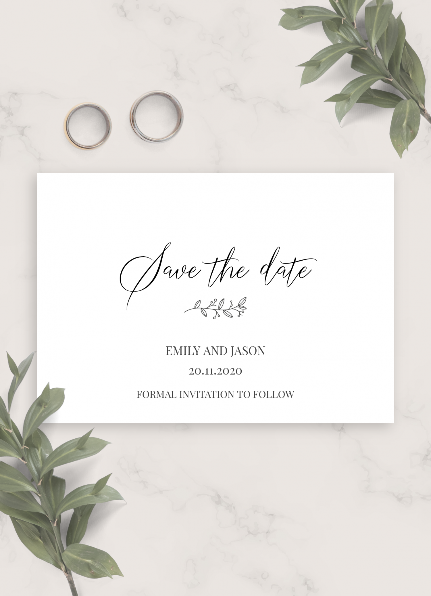 Download Printable Classic Elegant Wedding Save The Date Card Pdf