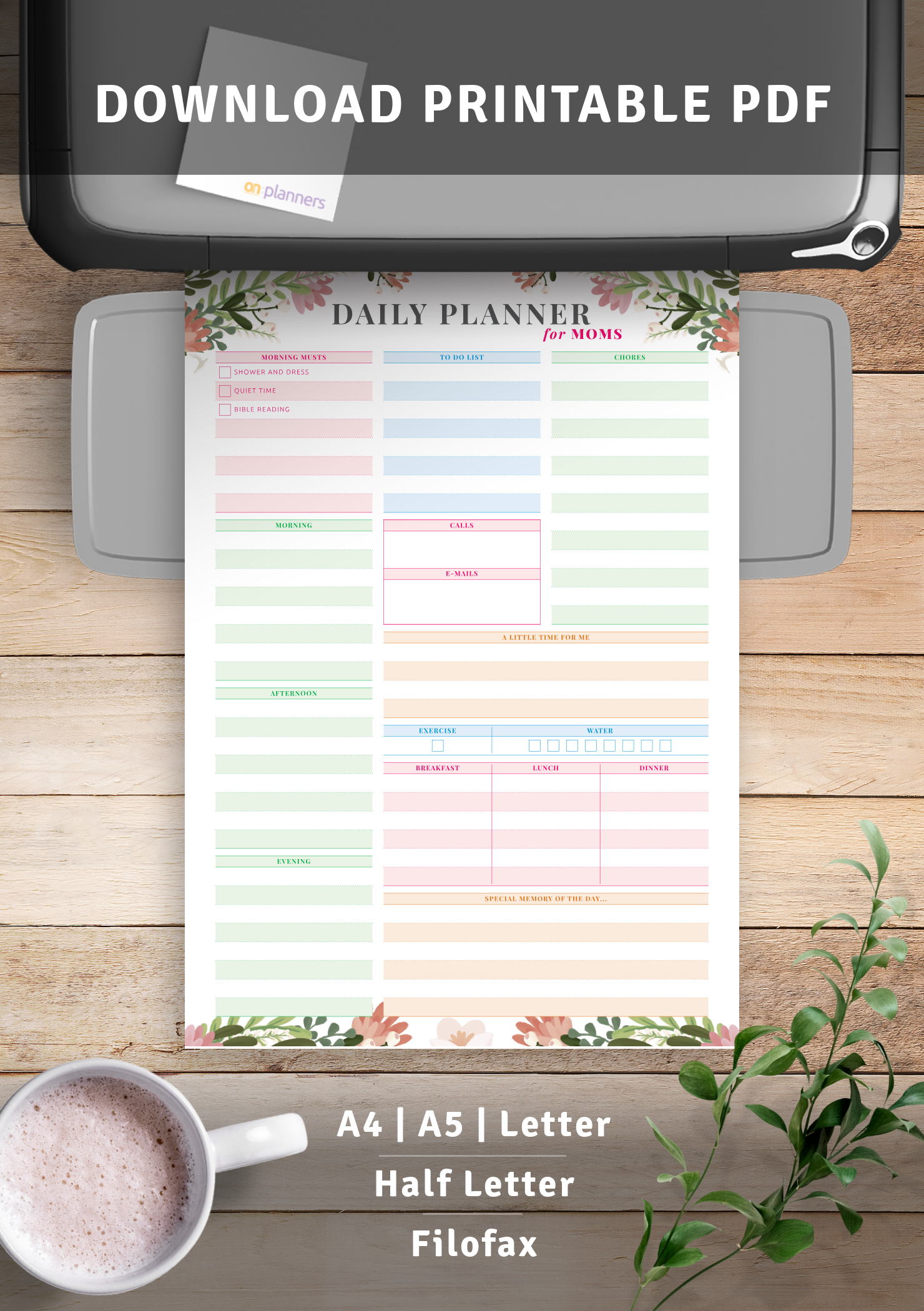 Download Printable Colored Daily Planner For Moms PDF
