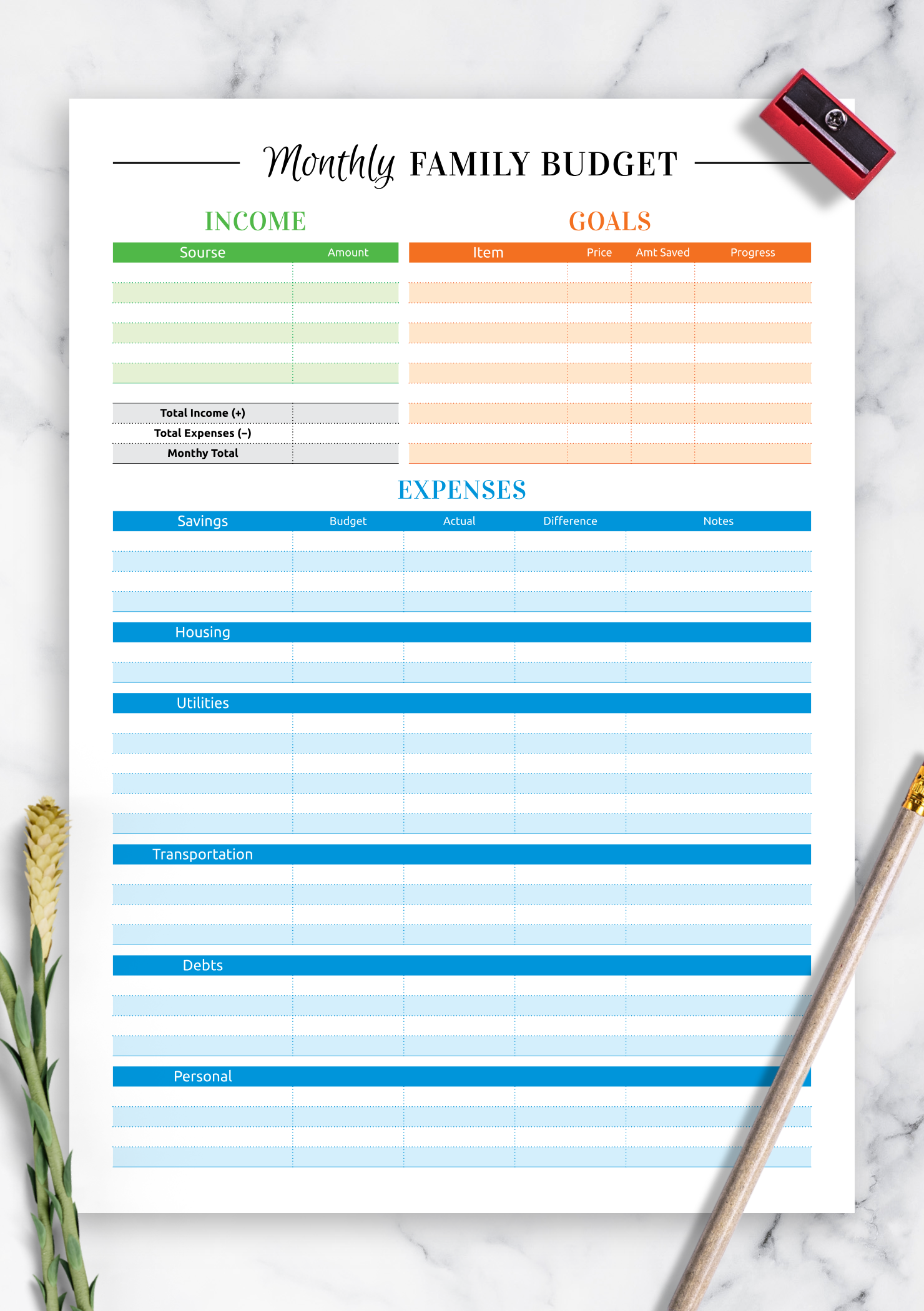 Family Budget Planner Template - Parents (Teacher-Made)