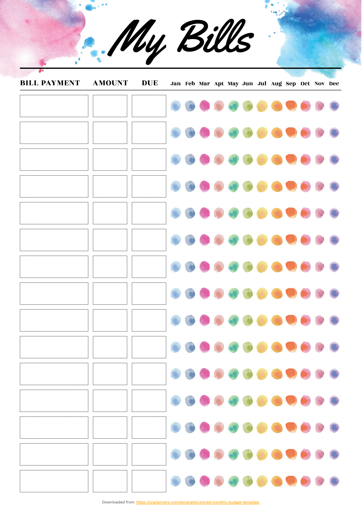 monthly expenses template