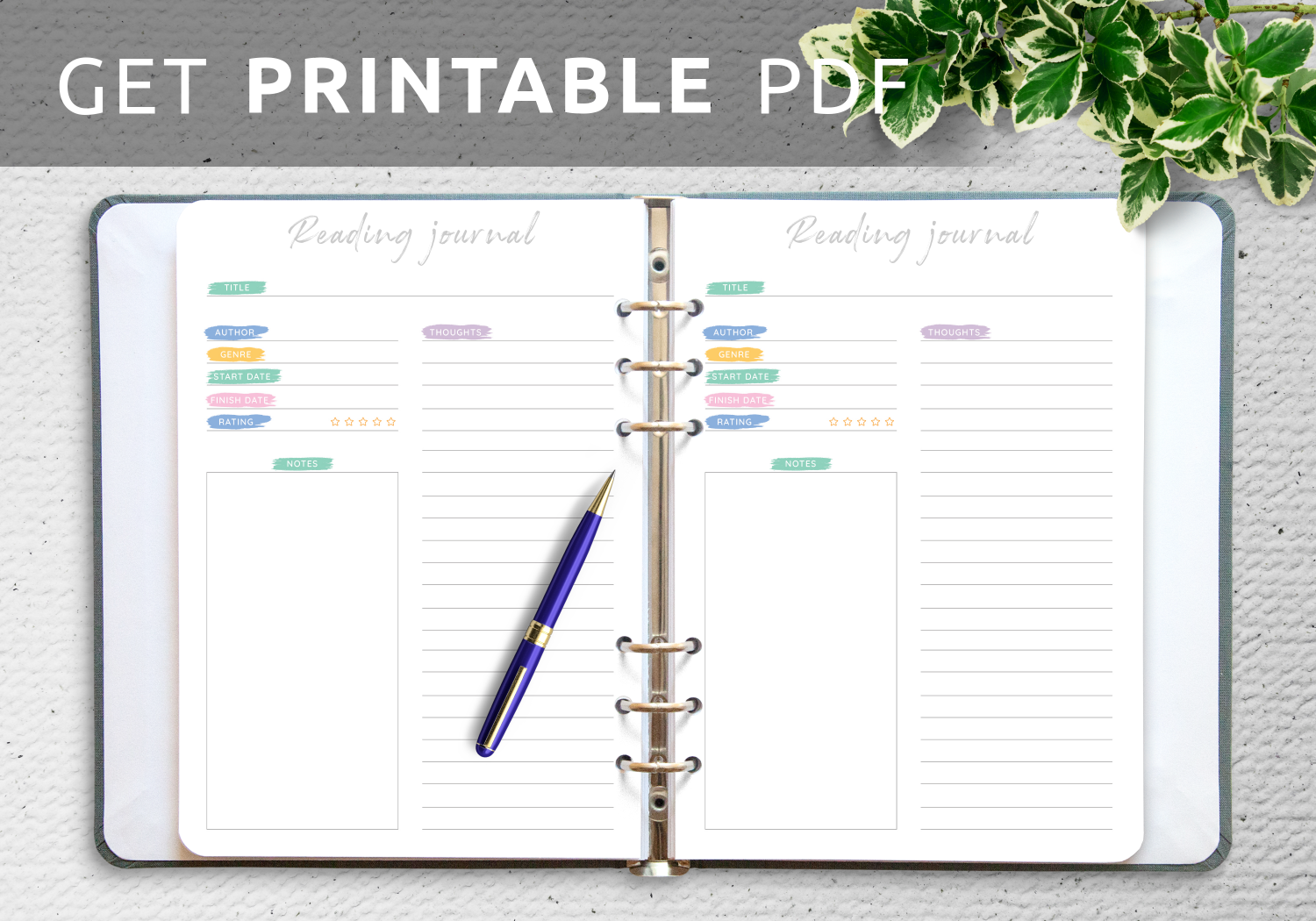 Download Printable Colored Reading Journal Template PDF Pertaining To Novel Notes Template