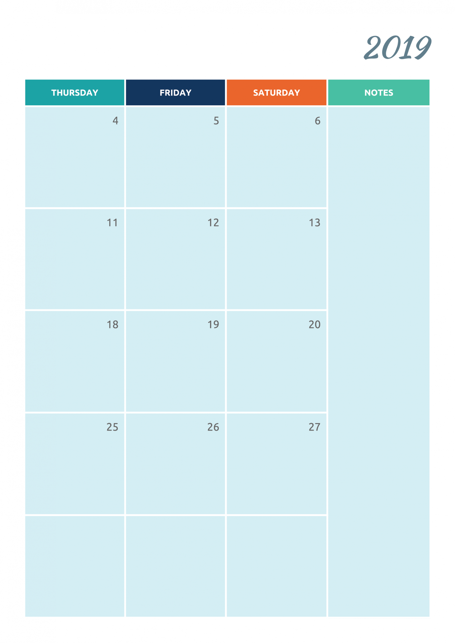 Free Printable Colorful monthly calendar PDF Download