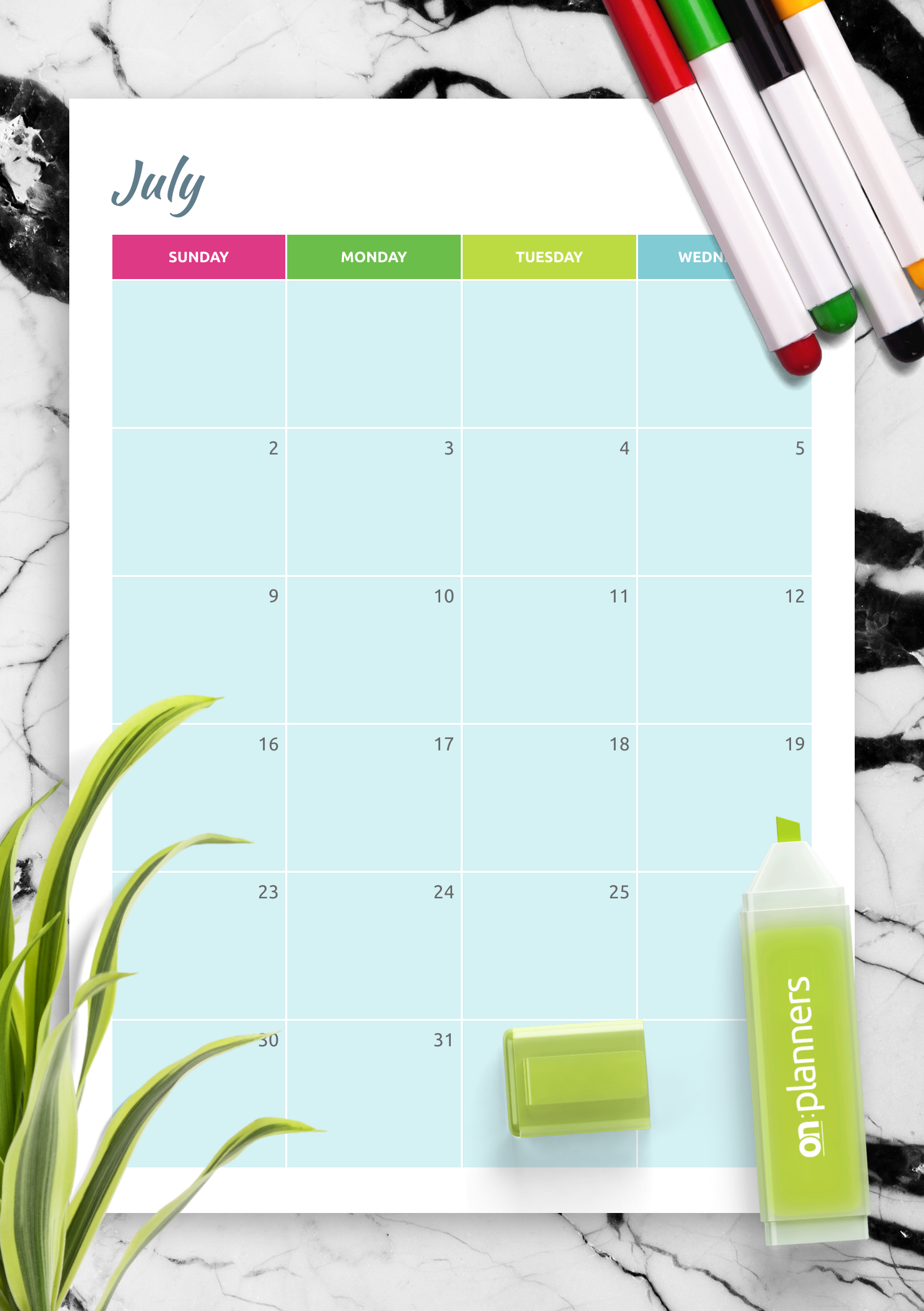 download printable colorful monthly calendar pdf