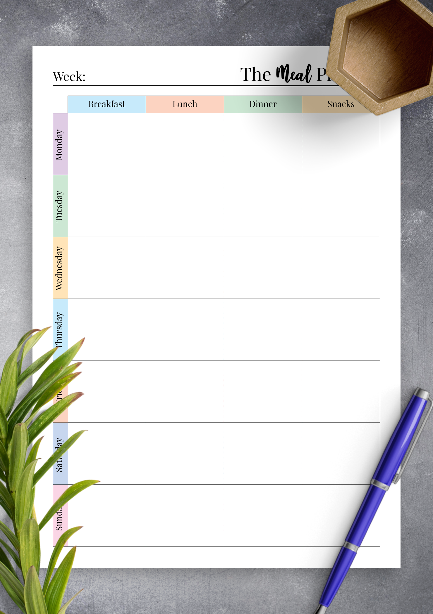 free printable restuarant meal planner