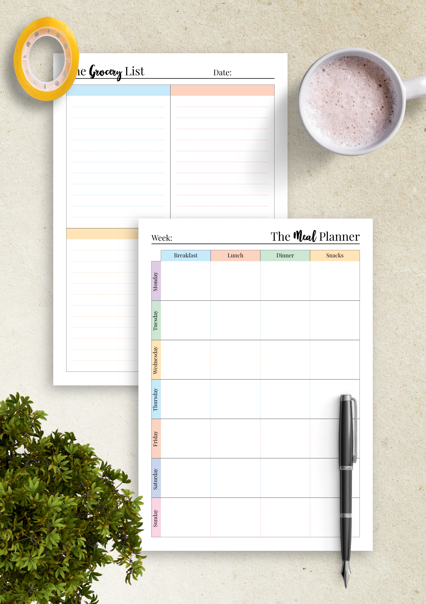 weekly meal planner with grocery list
