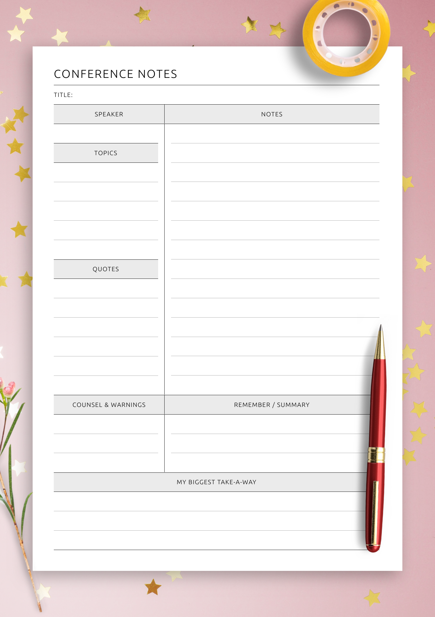 Download Printable Conference Notes PDF