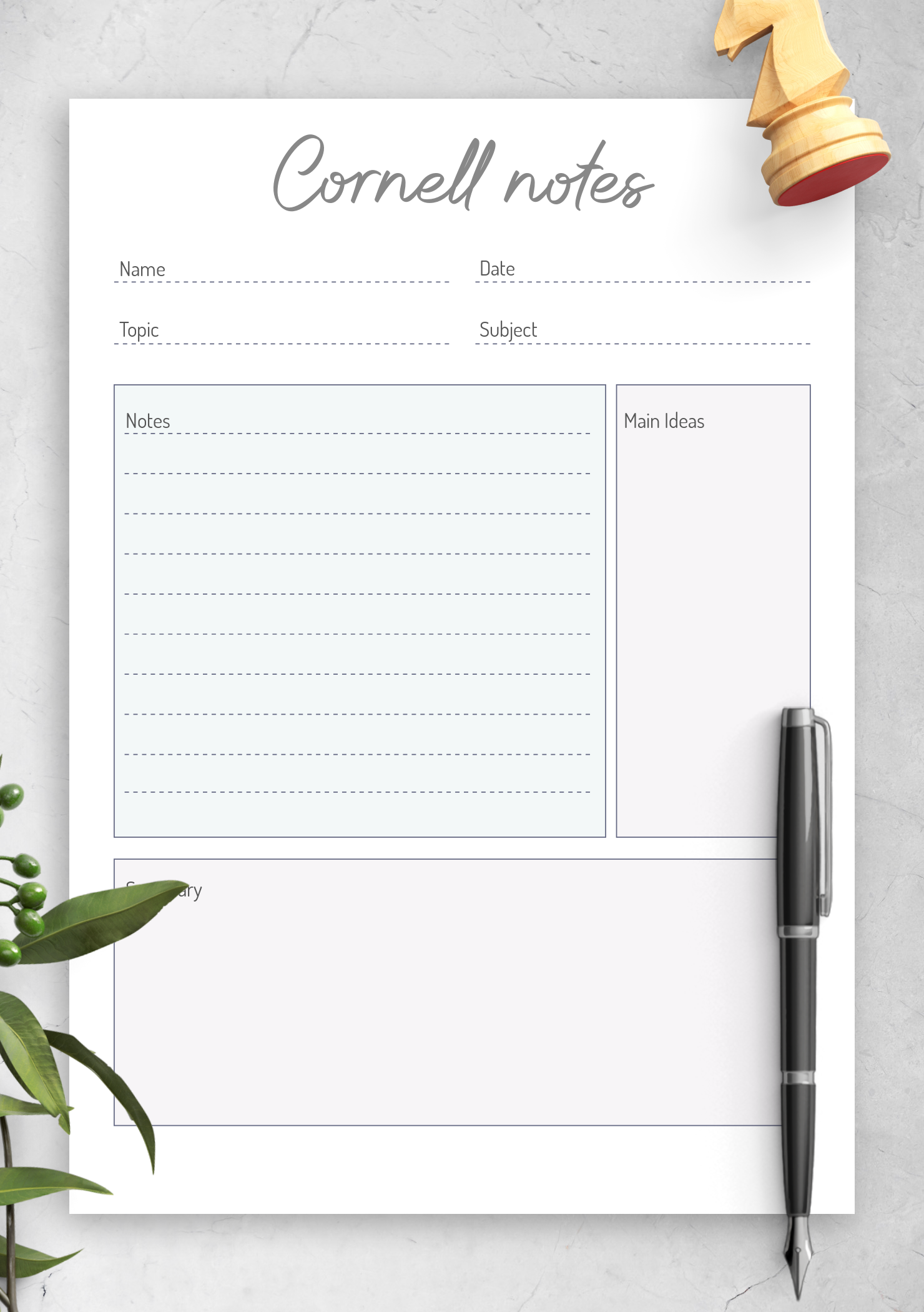 Download Printable Cornell Method Note Taking Template PDF