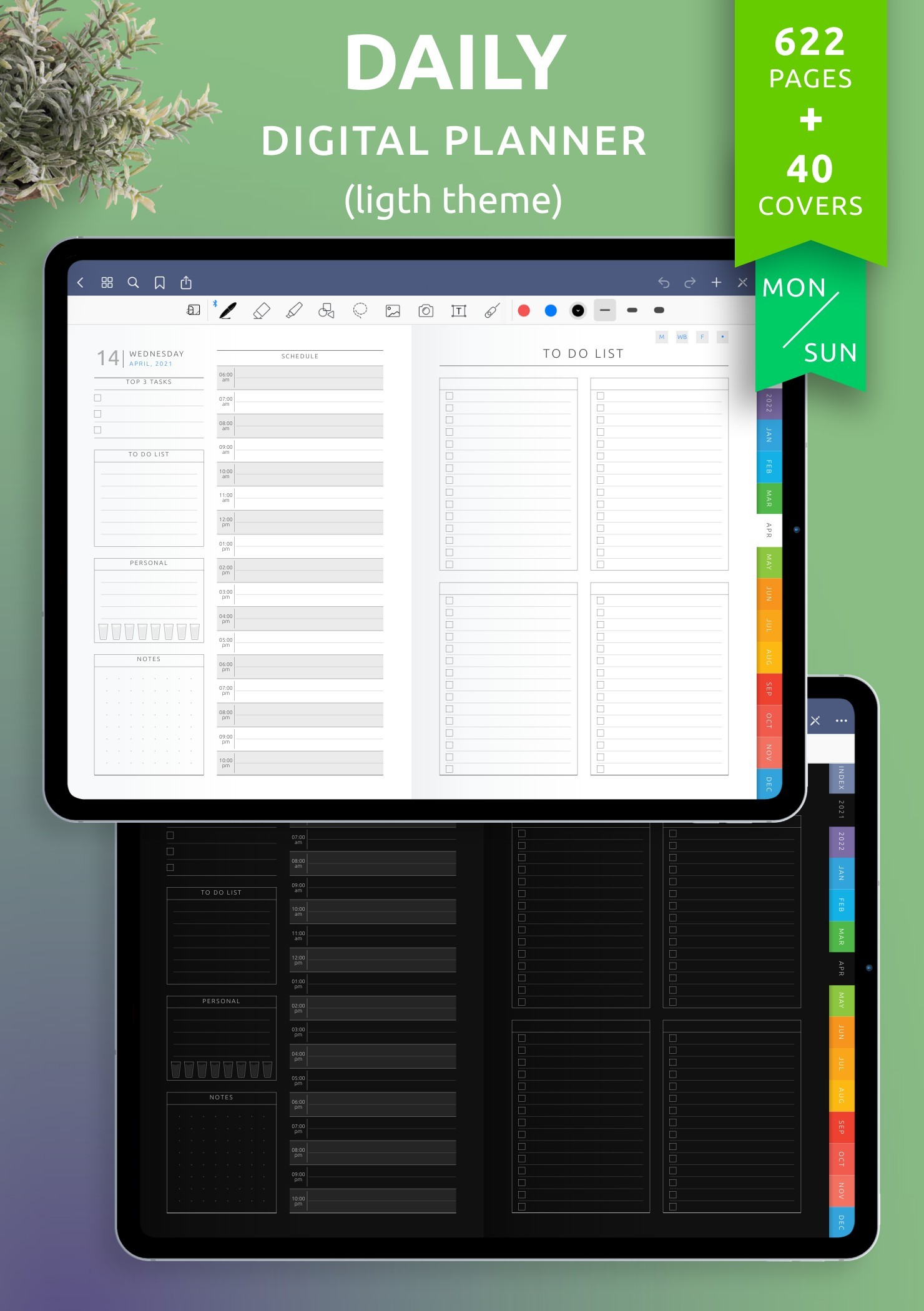 Download Daily Digital Planner PDF for iPad (Light Theme) PDF