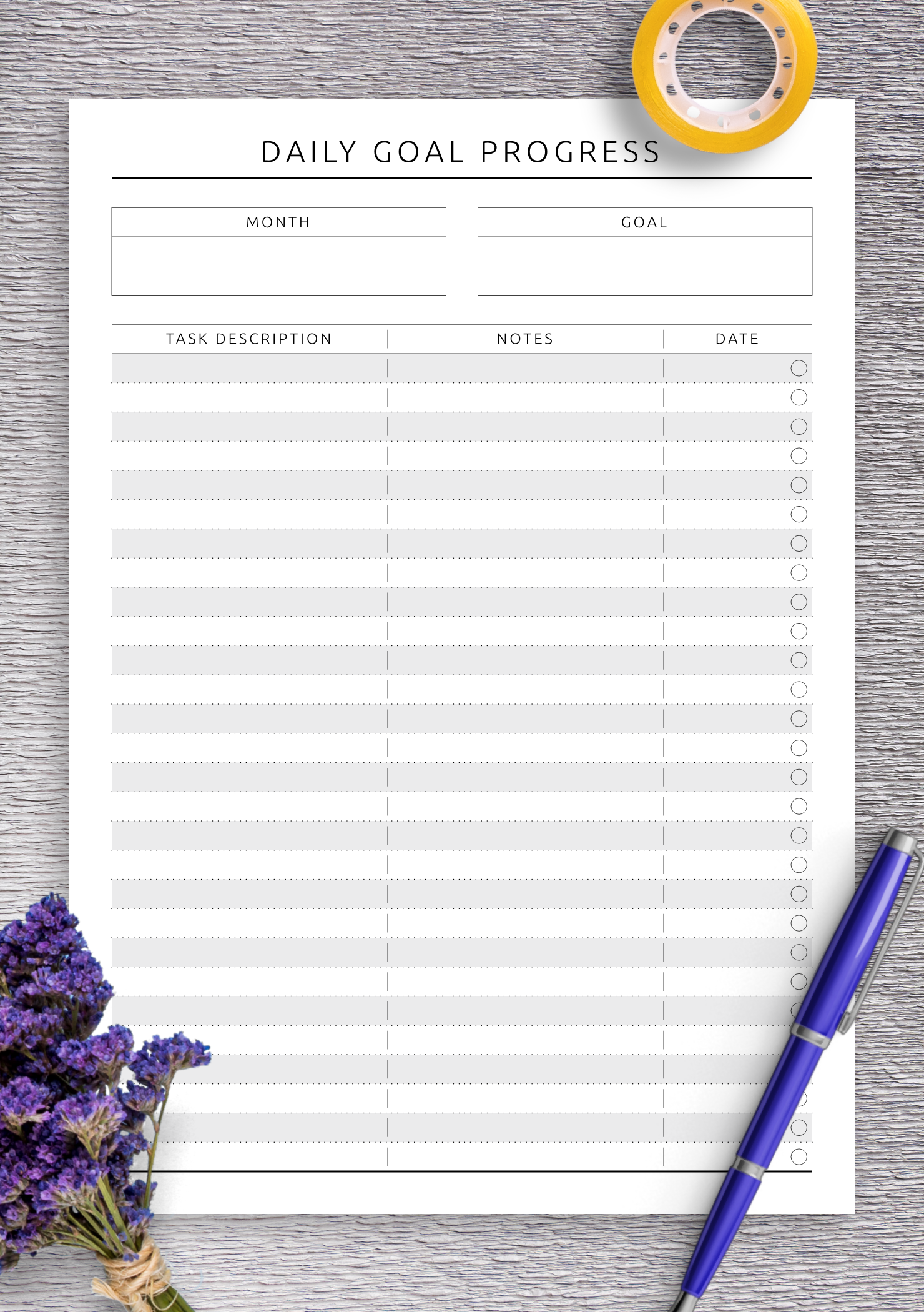 blank goal chart