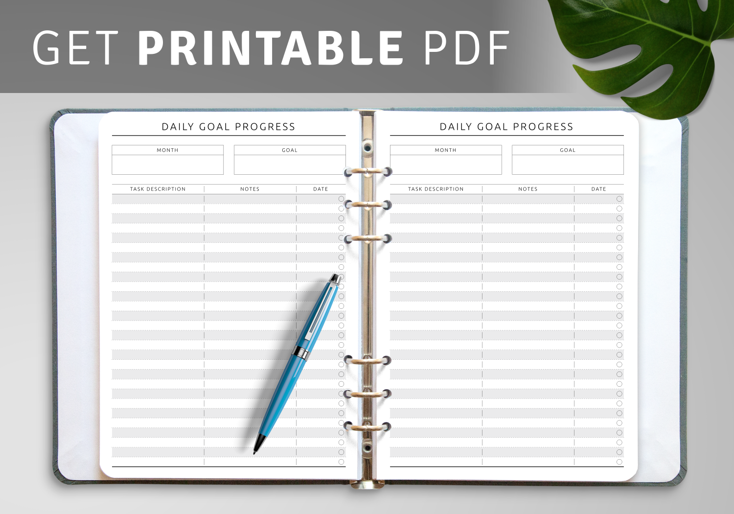 Download Printable Daily Goal Progress PDF Intended For Daily Progress Note Template
