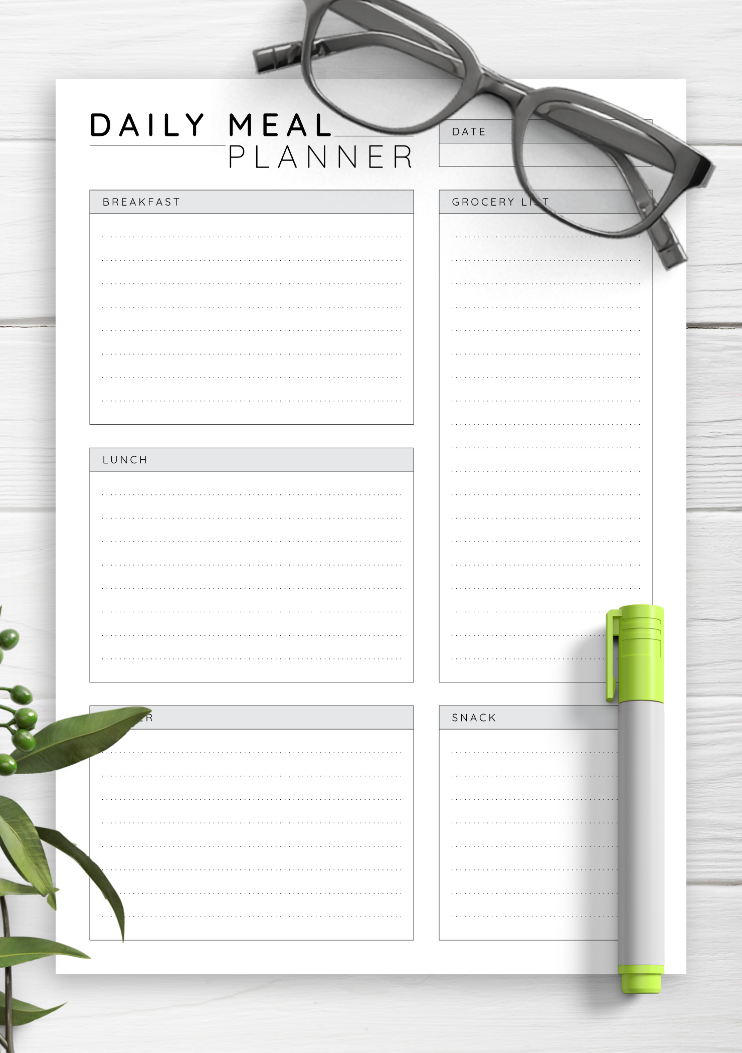 Daily Meal Planner Template Free Printable - Printable Templates Free