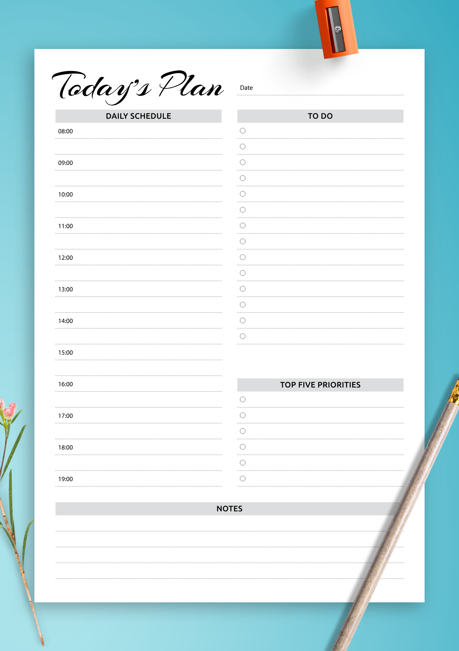 Daily Schedule Planner Template