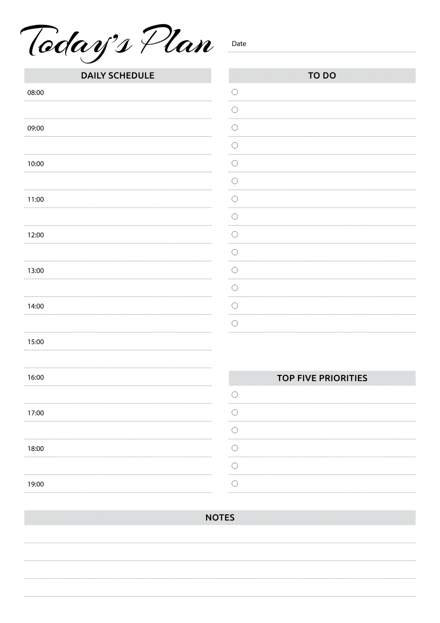 Daily Hourly Planner Template