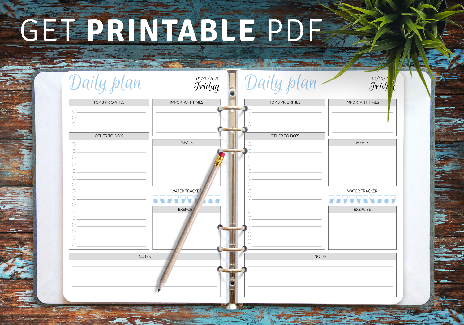 Daily Planner Printable, Productivity Planner, Daily to Do List