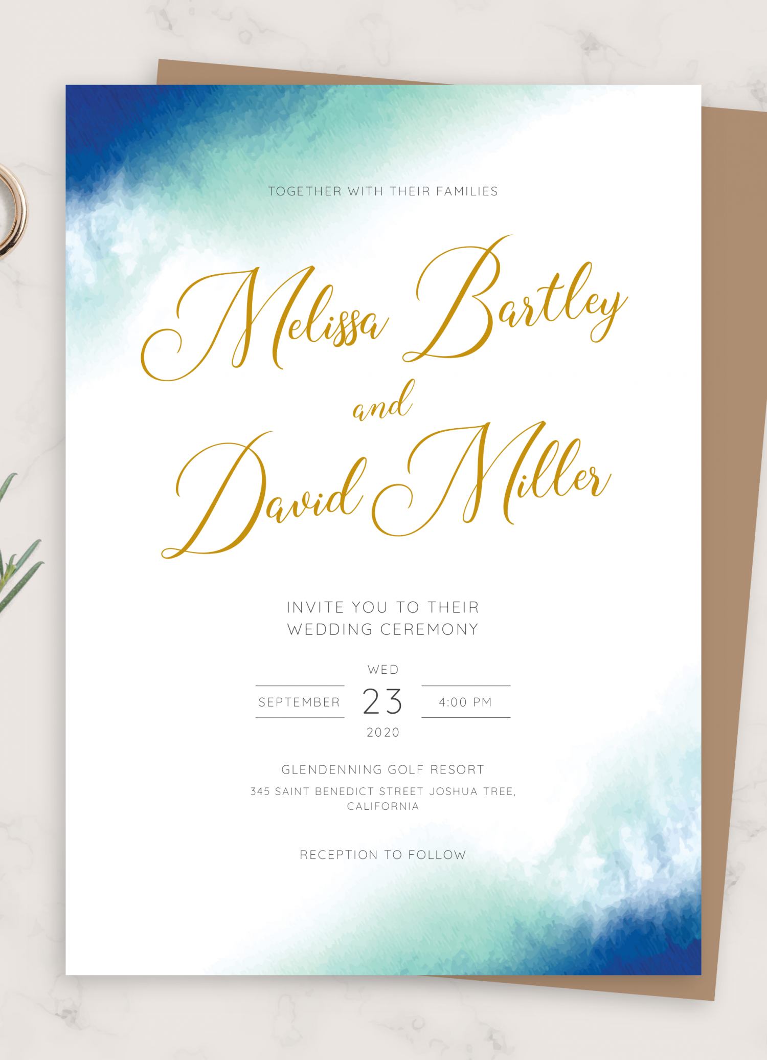 Download Printable Deep Sea Beach Wedding Invitation Pdf