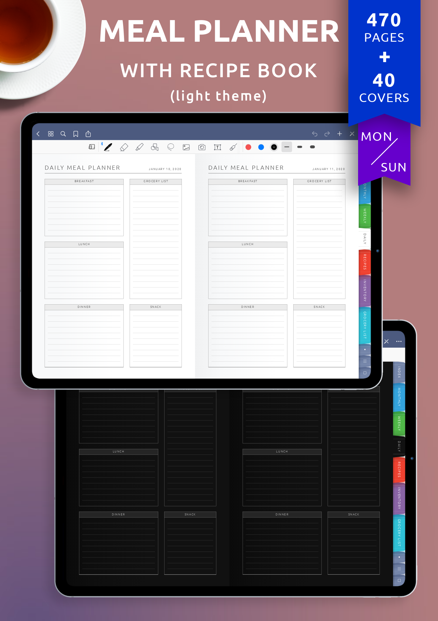 Download Digital Meal Planner PDF for GoodNotes, iPad