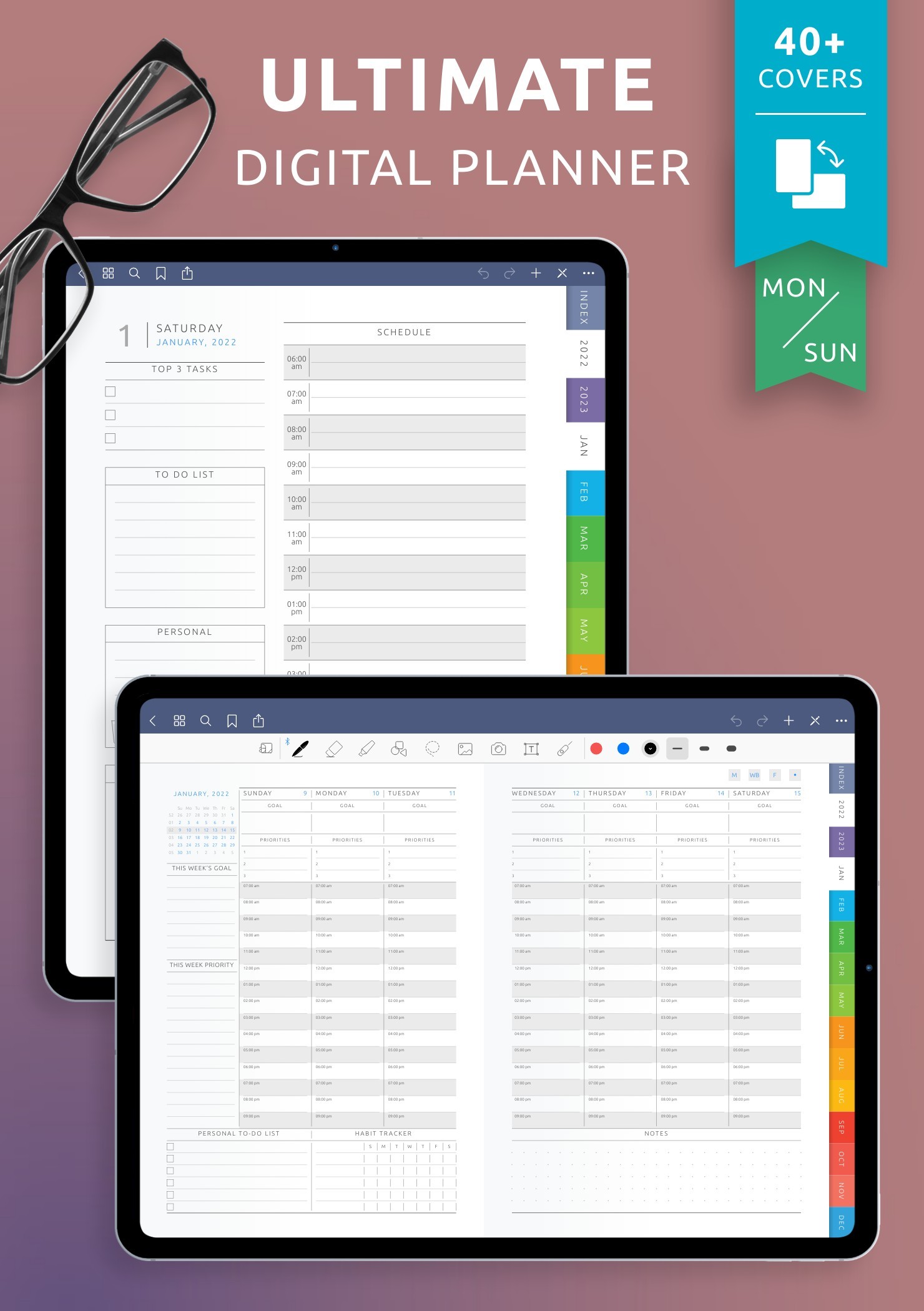 Download Digital Planner PDF for GoodNotes, iPad