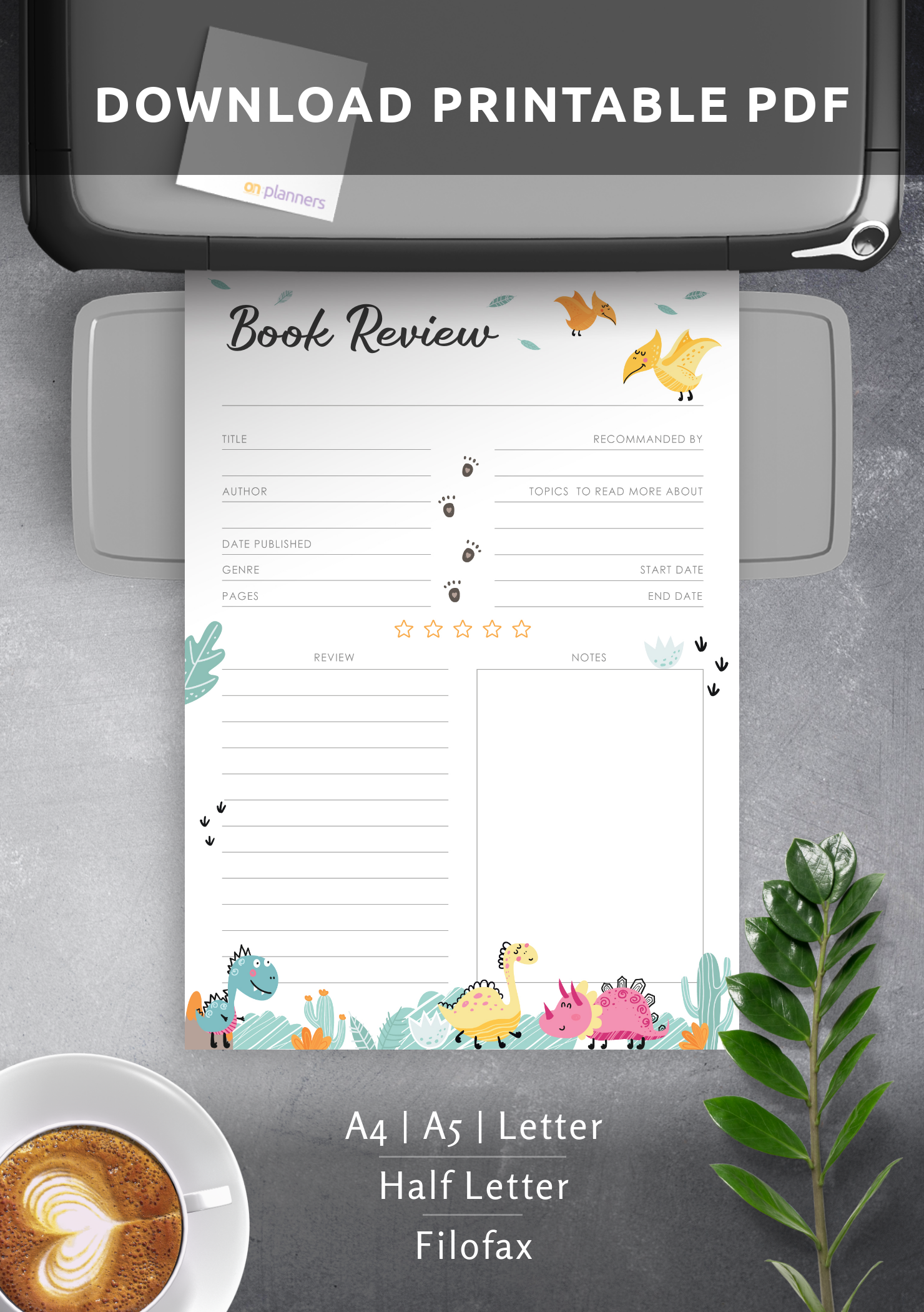 Download Printable Dinosaurs Book Review Template For Kids PDF