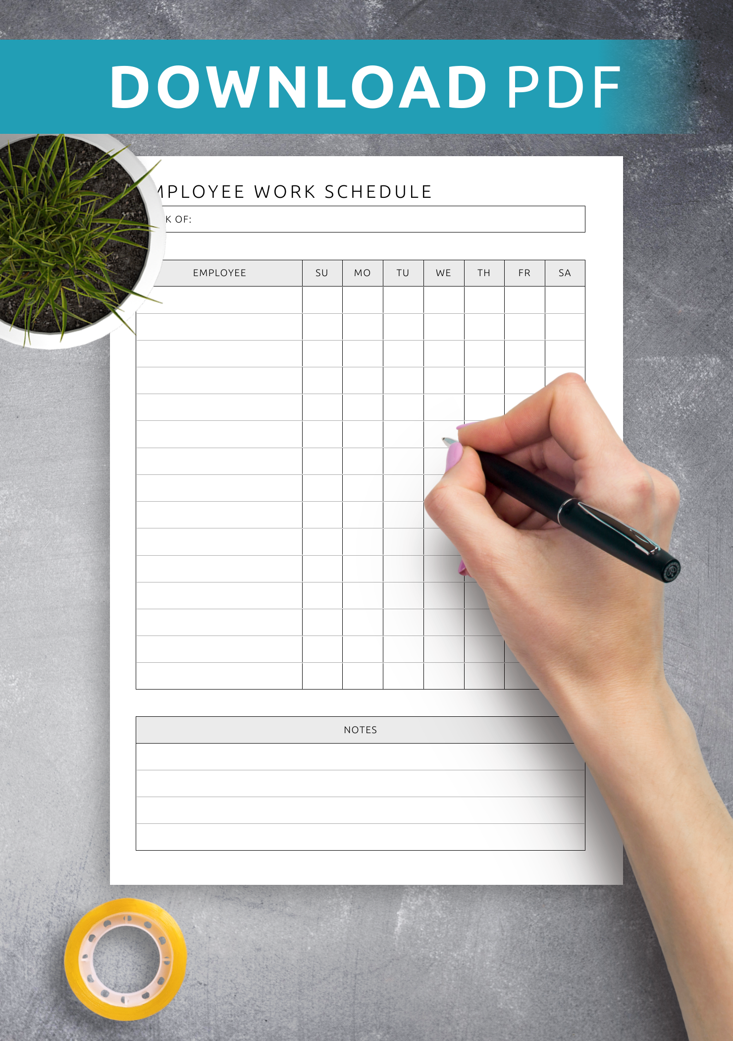 download printable employee work schedule template pdf