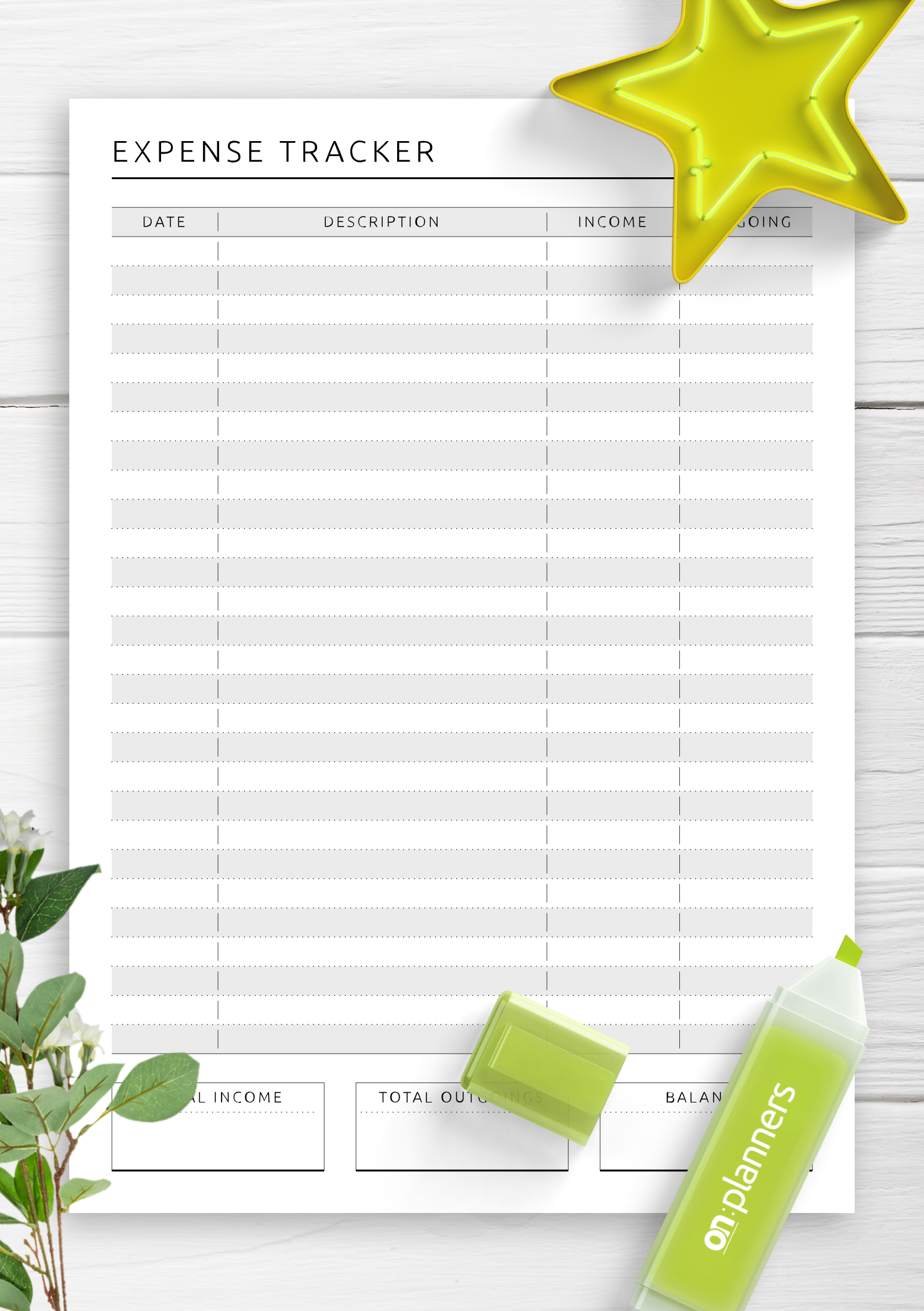 free kids expense tracker printable in color