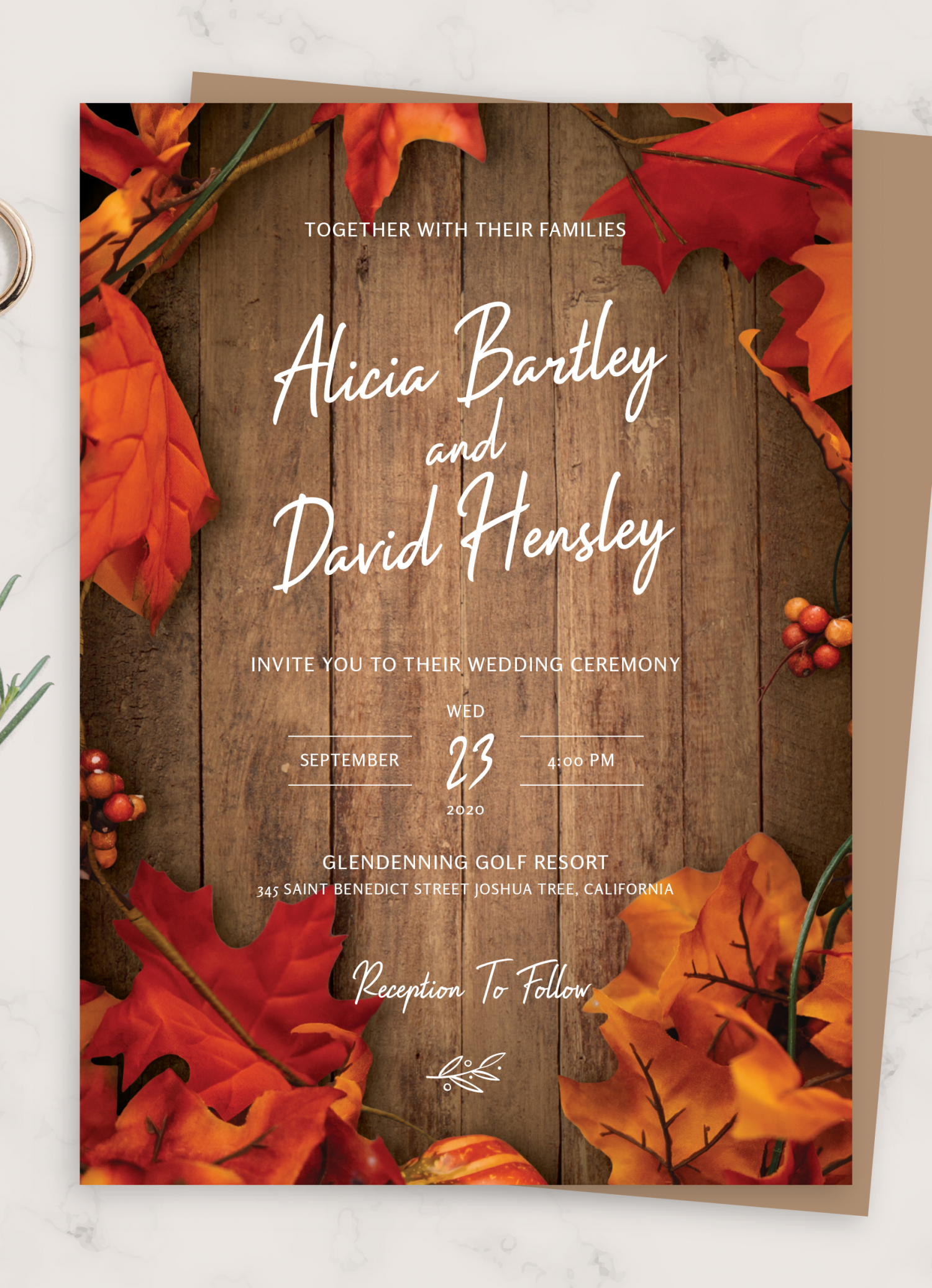 Free Printable Fall Wedding Invitations