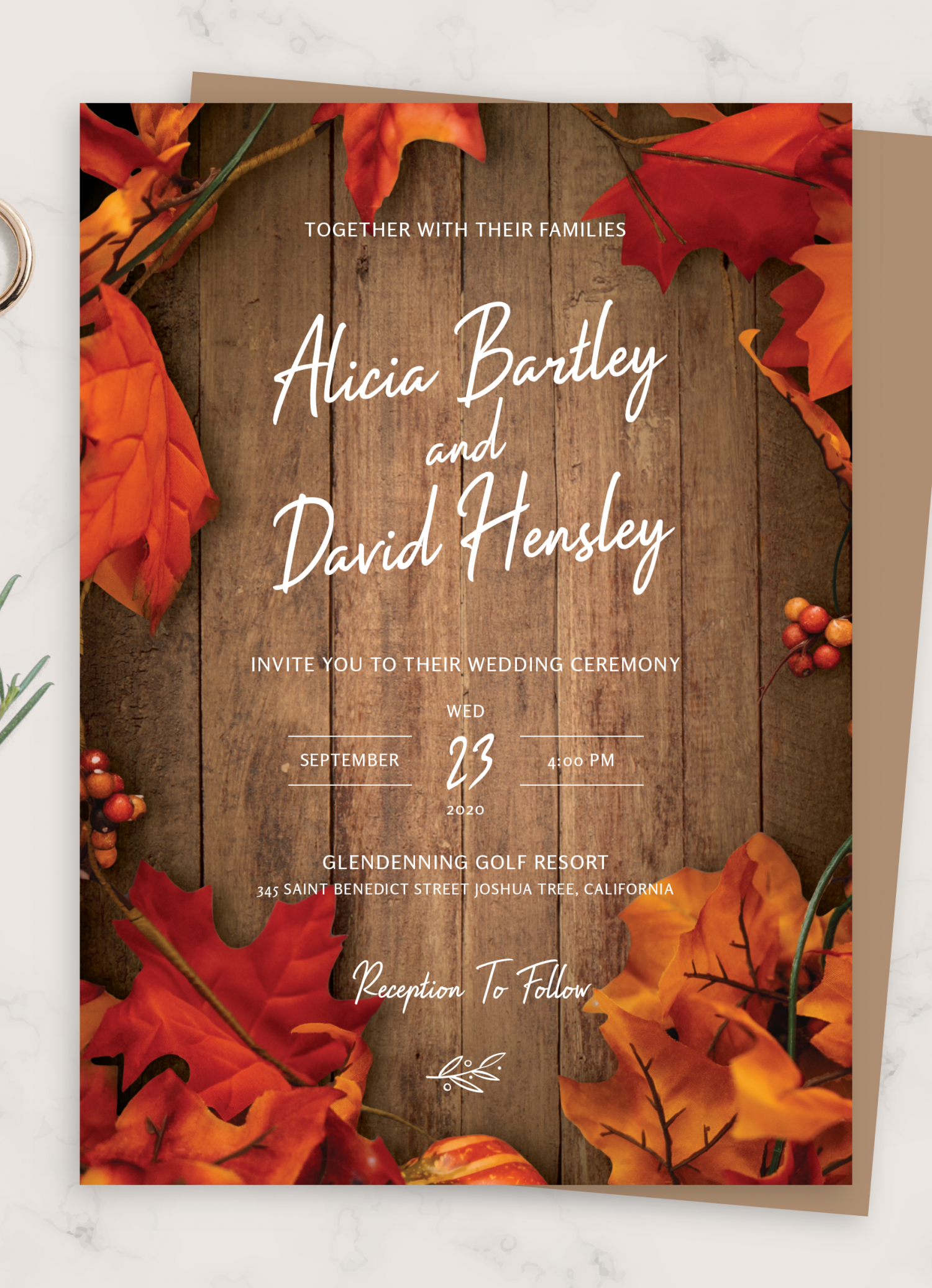 Autumn Wedding Invitation Templates Free Printable Templates