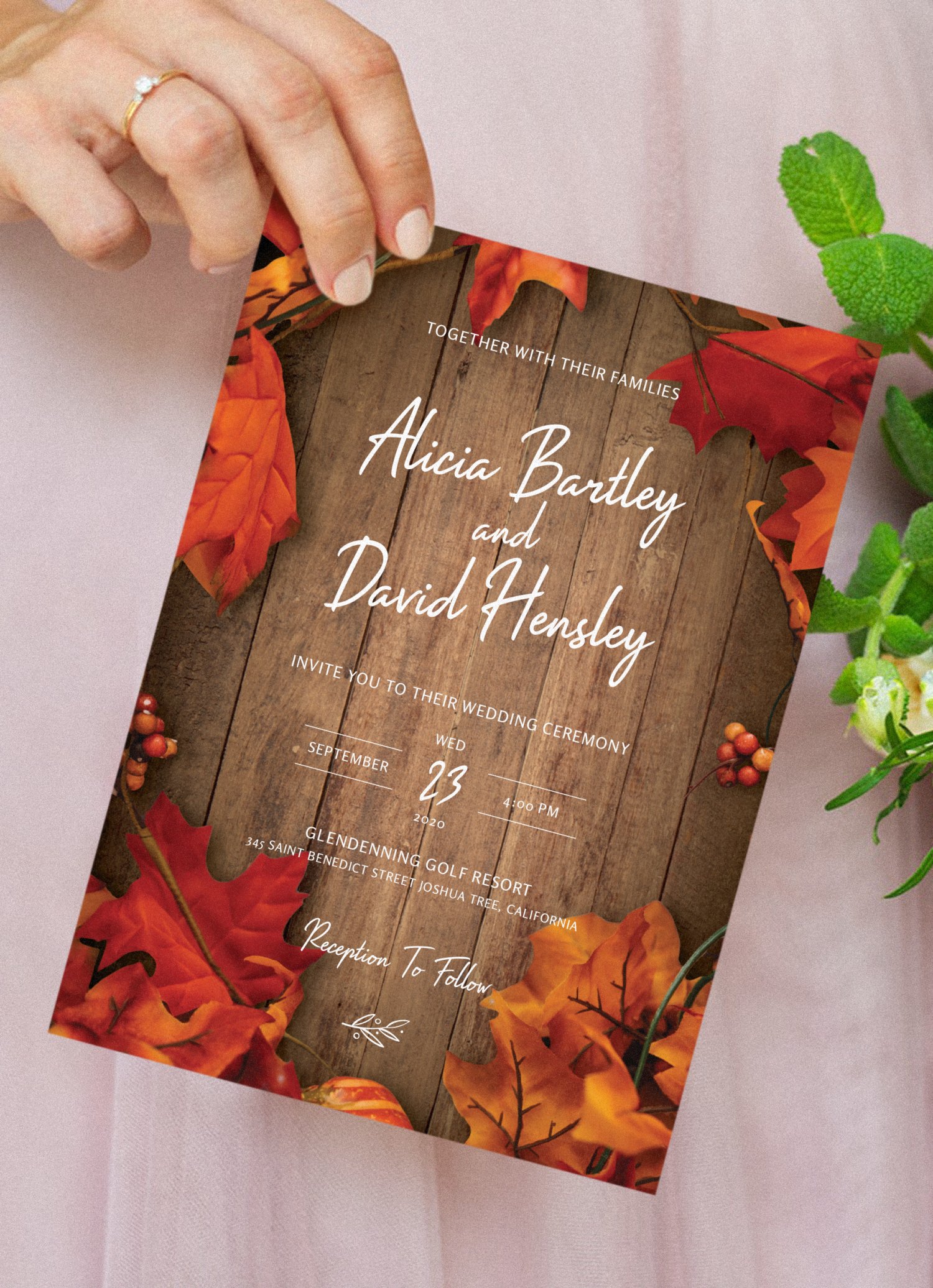rustic fall wedding invitations