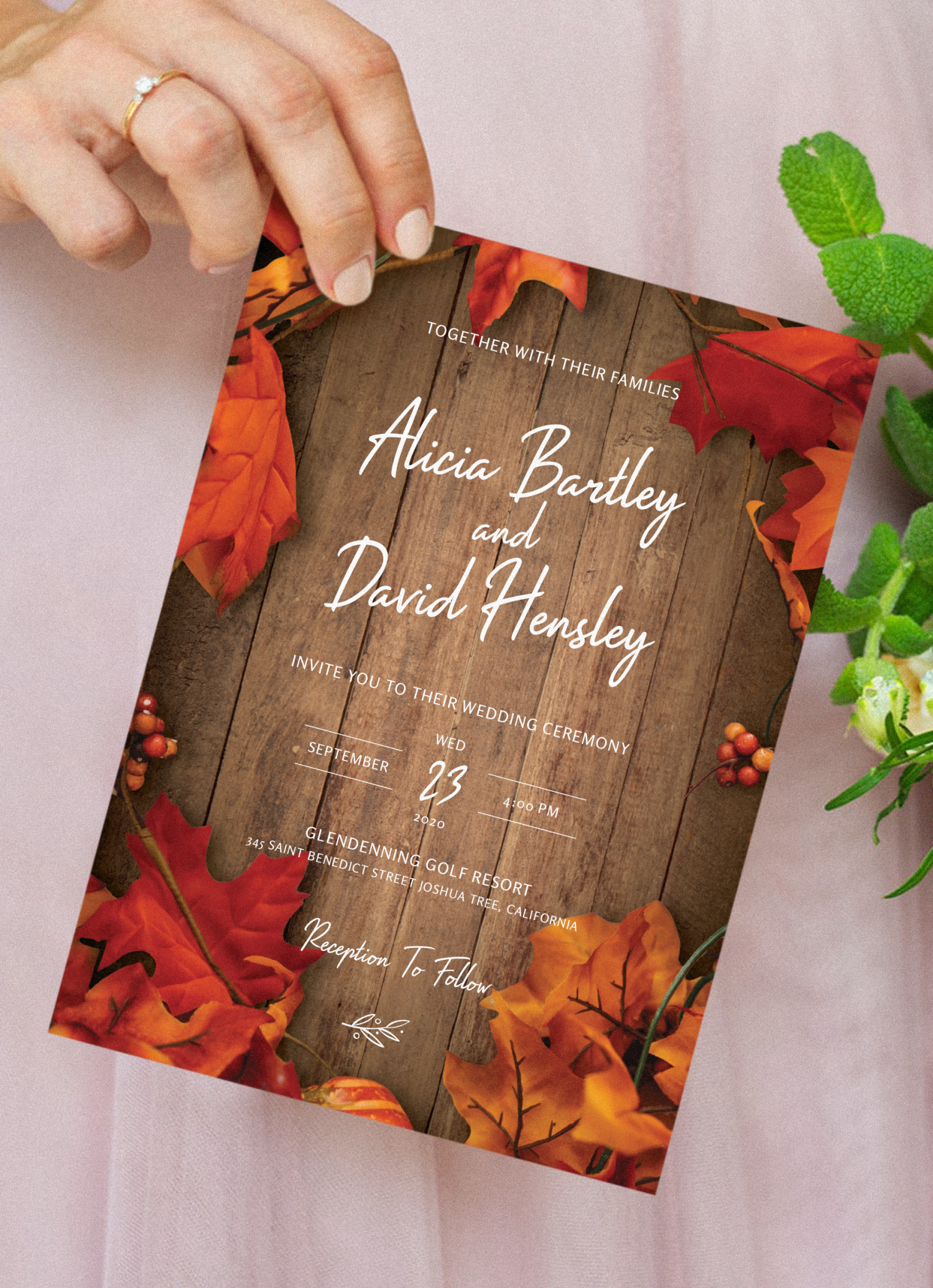 Download Printable Fall Rustic Wedding Invitation PDF