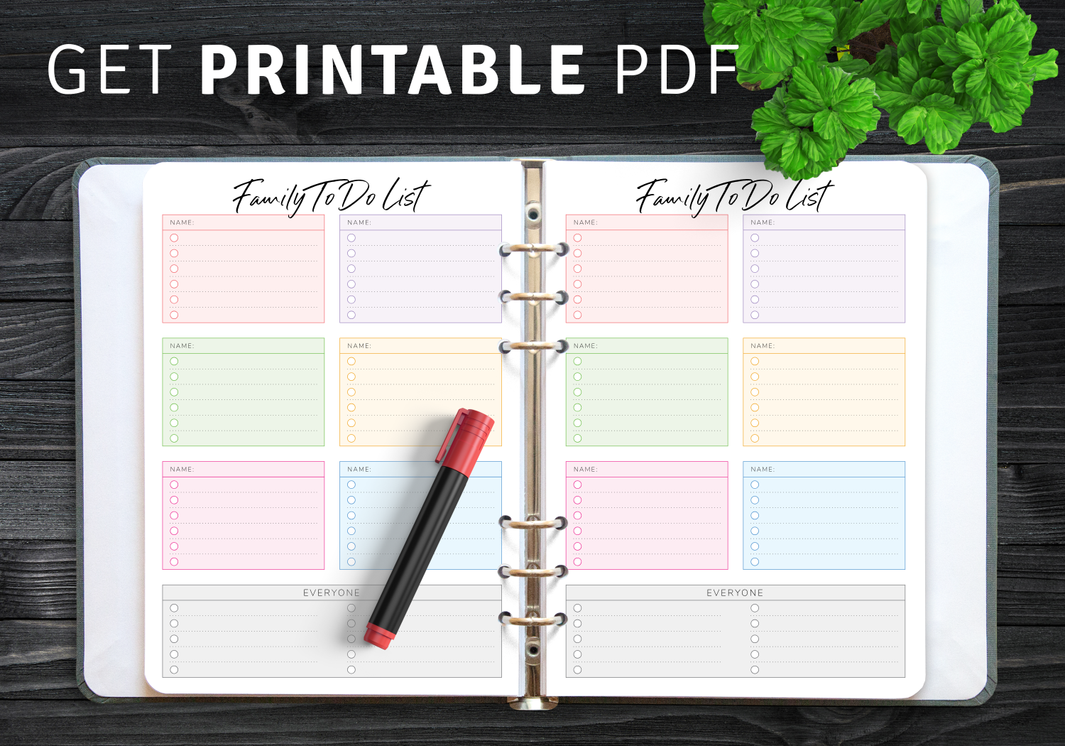 Download Printable Family To Do List for Six Persons PDF